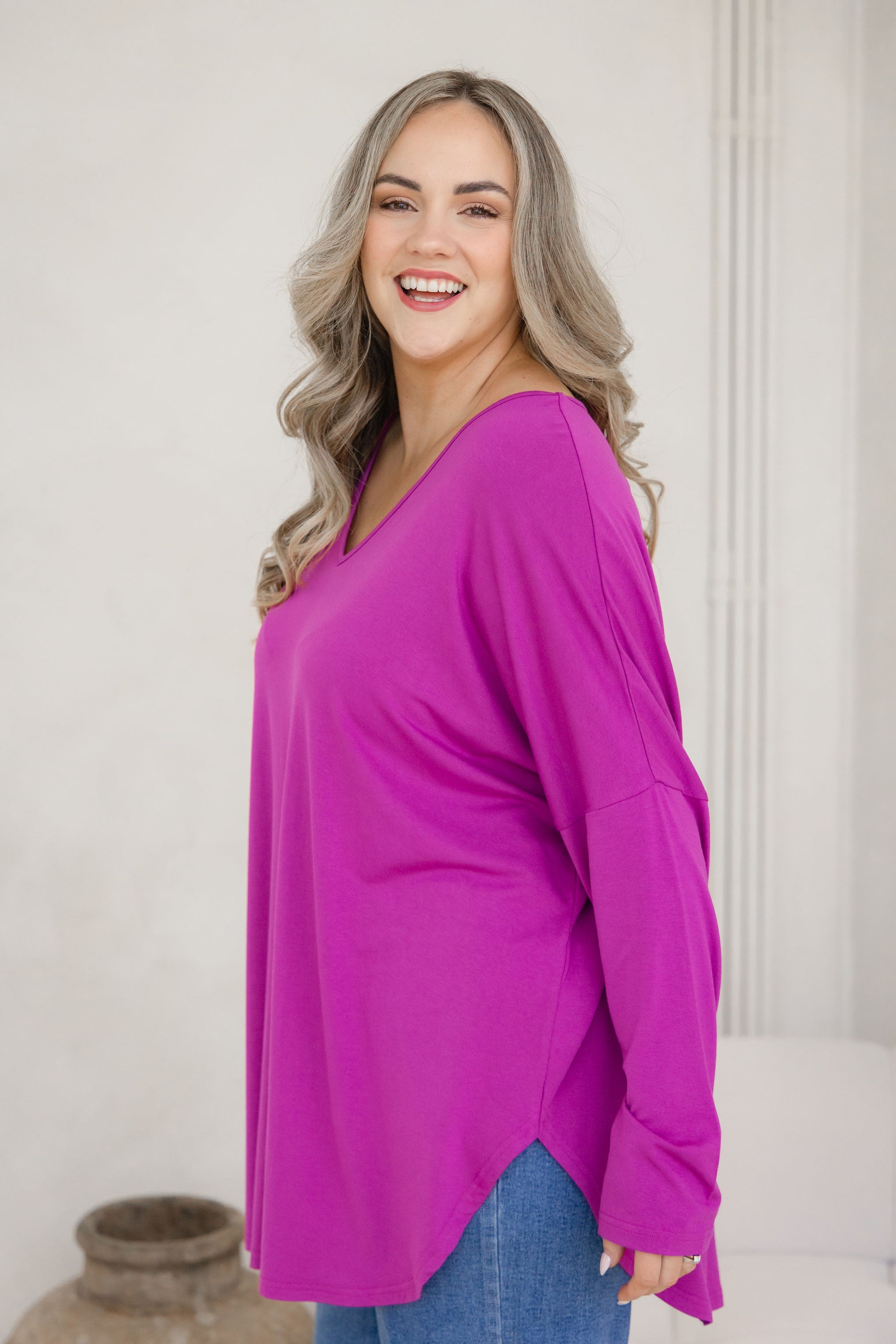 Jasper Jersey Top in Fuchsia