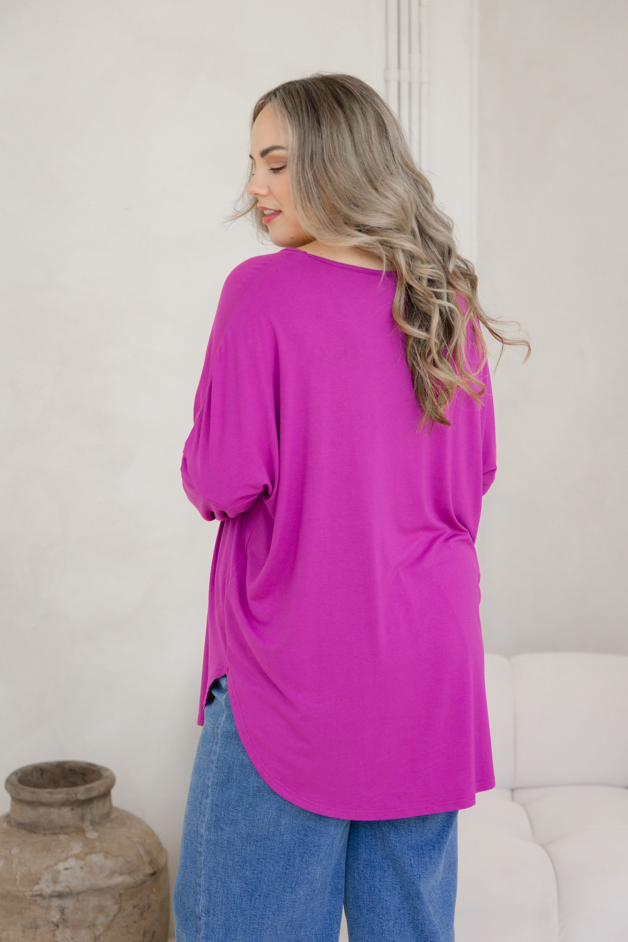 Jasper Jersey Top in Fuchsia