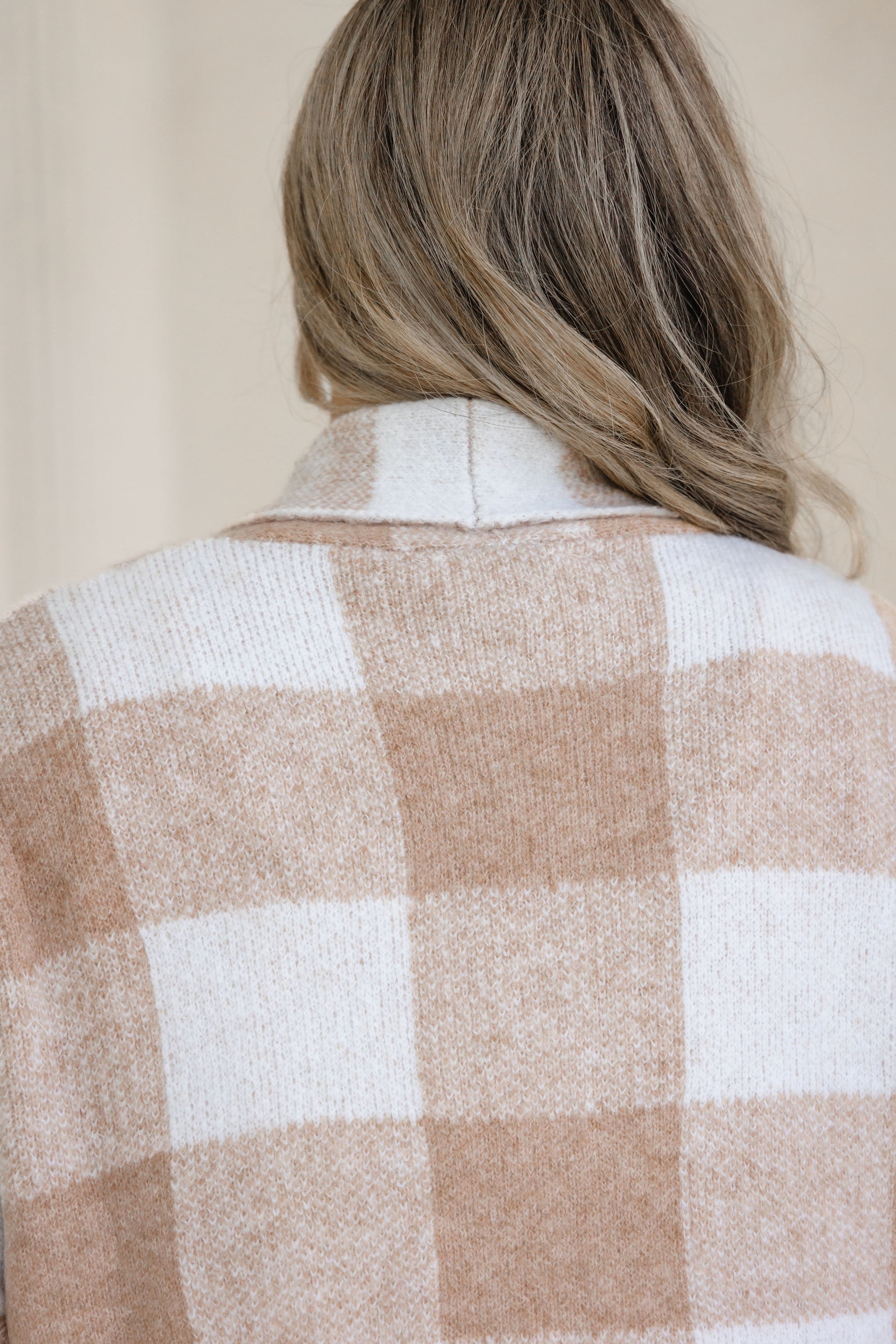 Hampton Knit in Beige Gingham