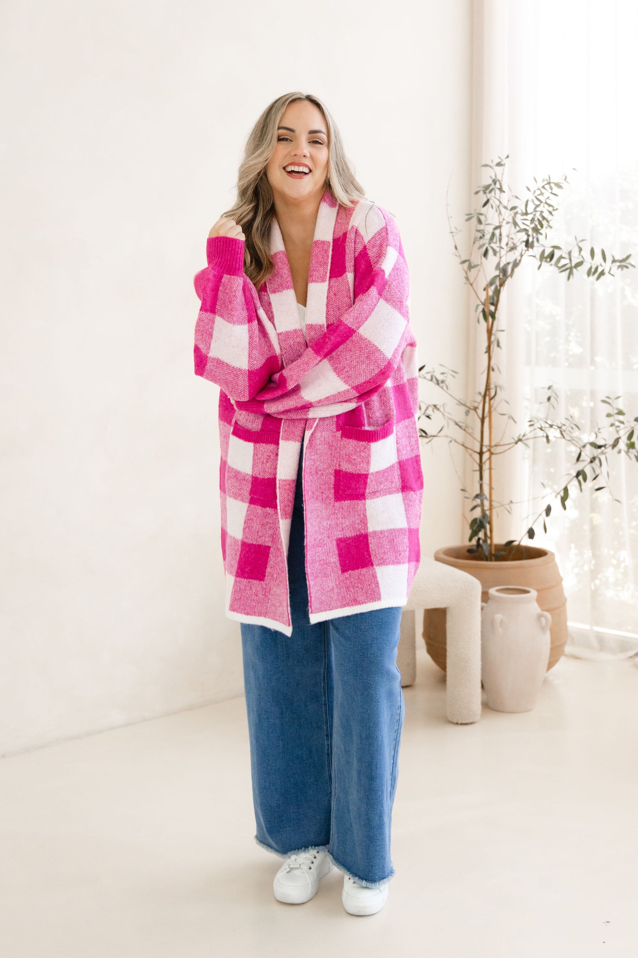 Hampton Knit in Pink Gingham