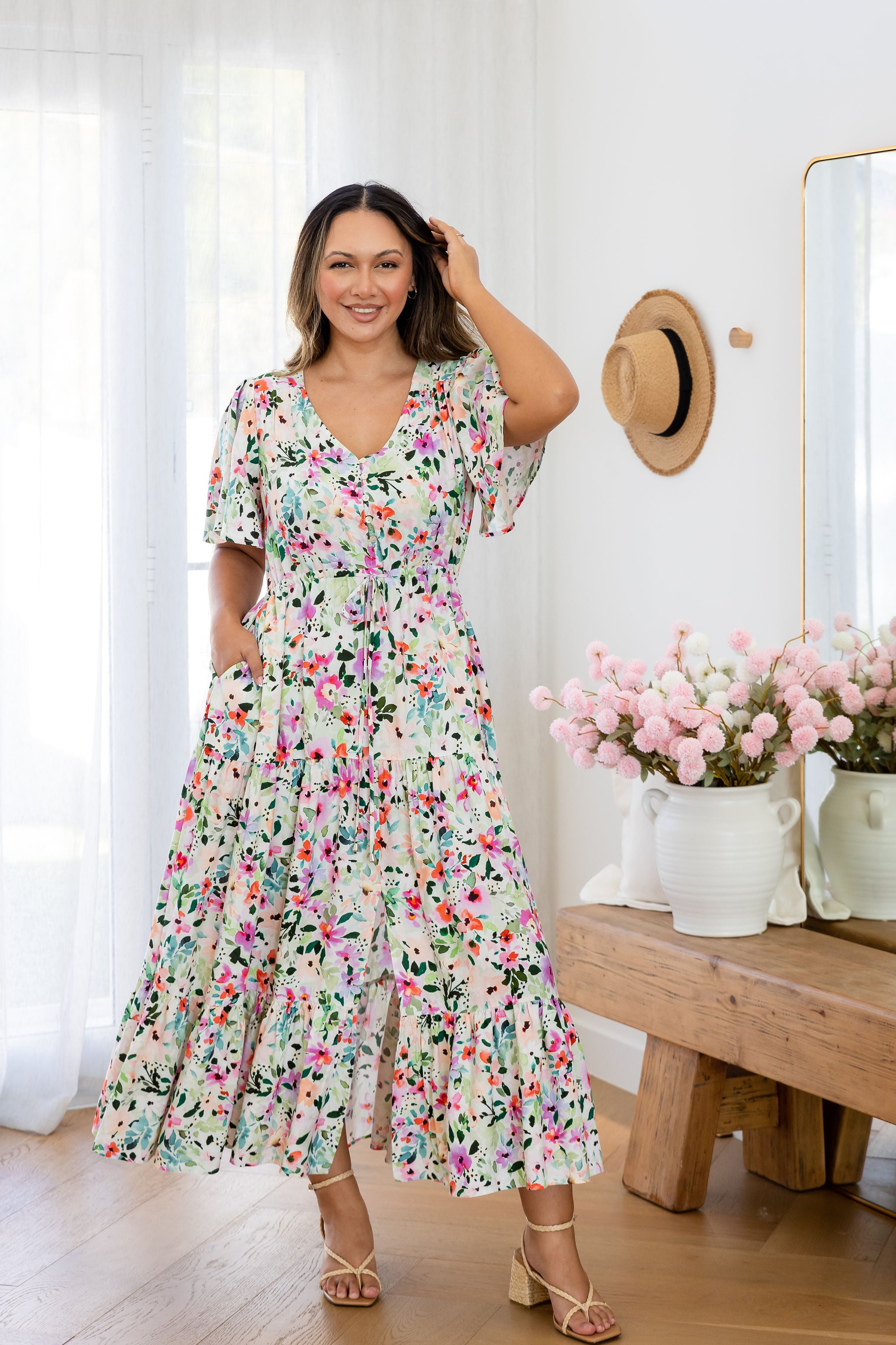 Linen blend maxi dress hotsell