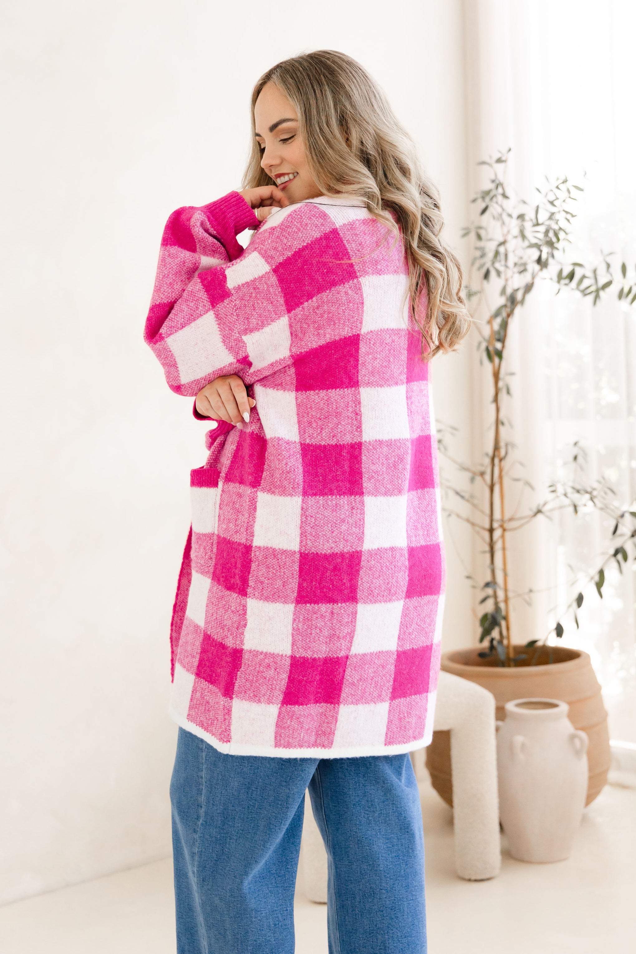 Hampton Knit in Pink Gingham