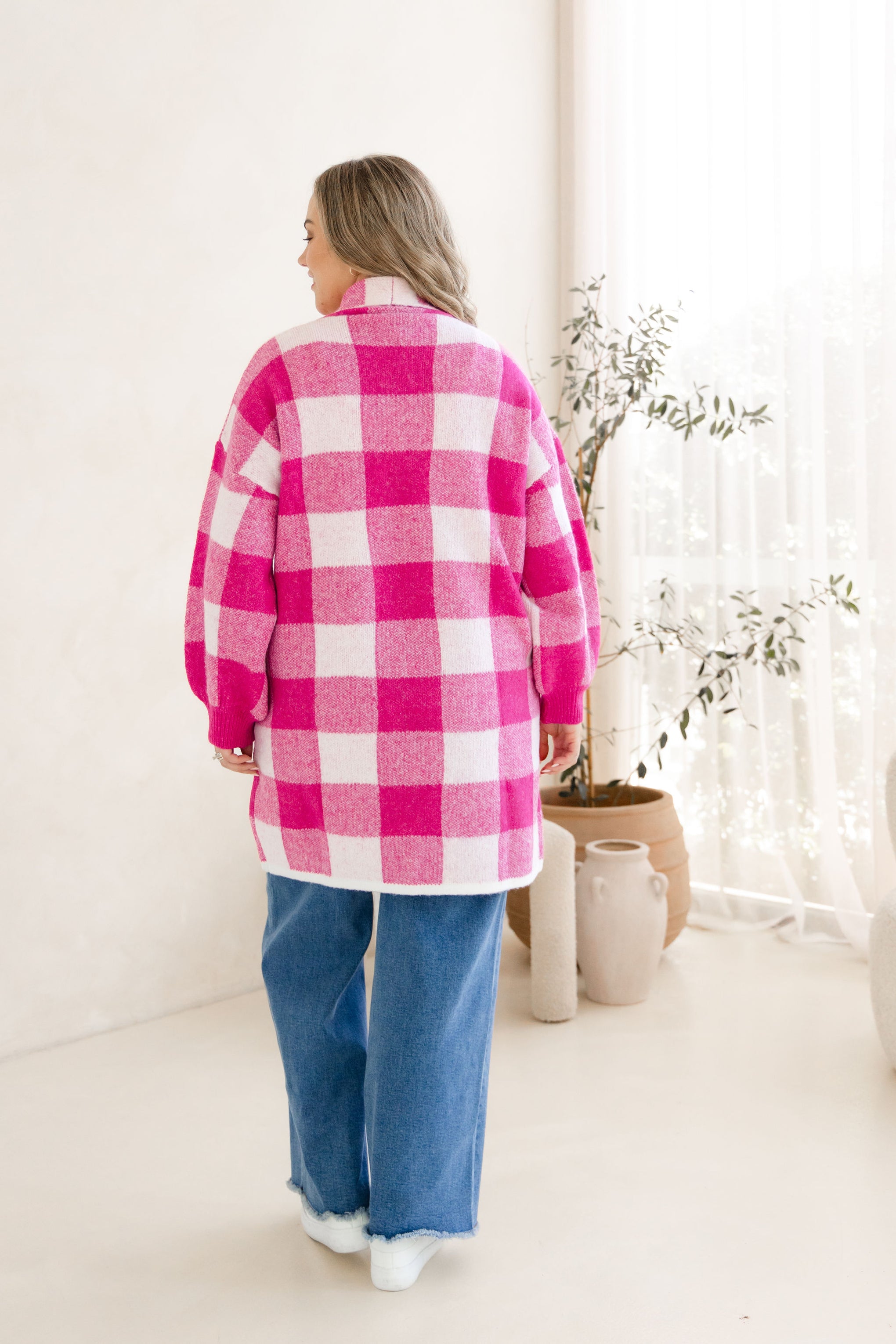 Hampton Knit in Pink Gingham
