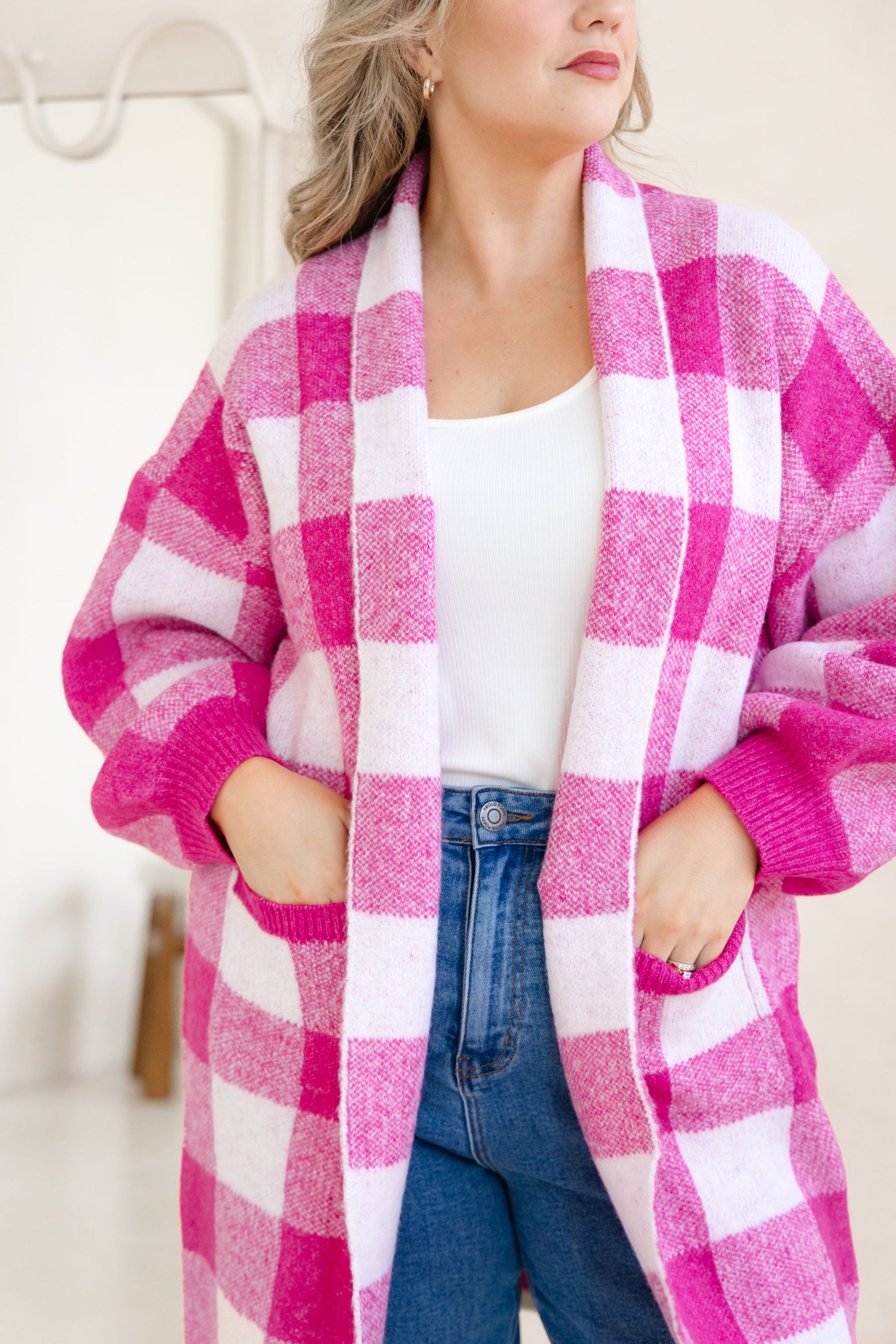Hampton Knit in Pink Gingham