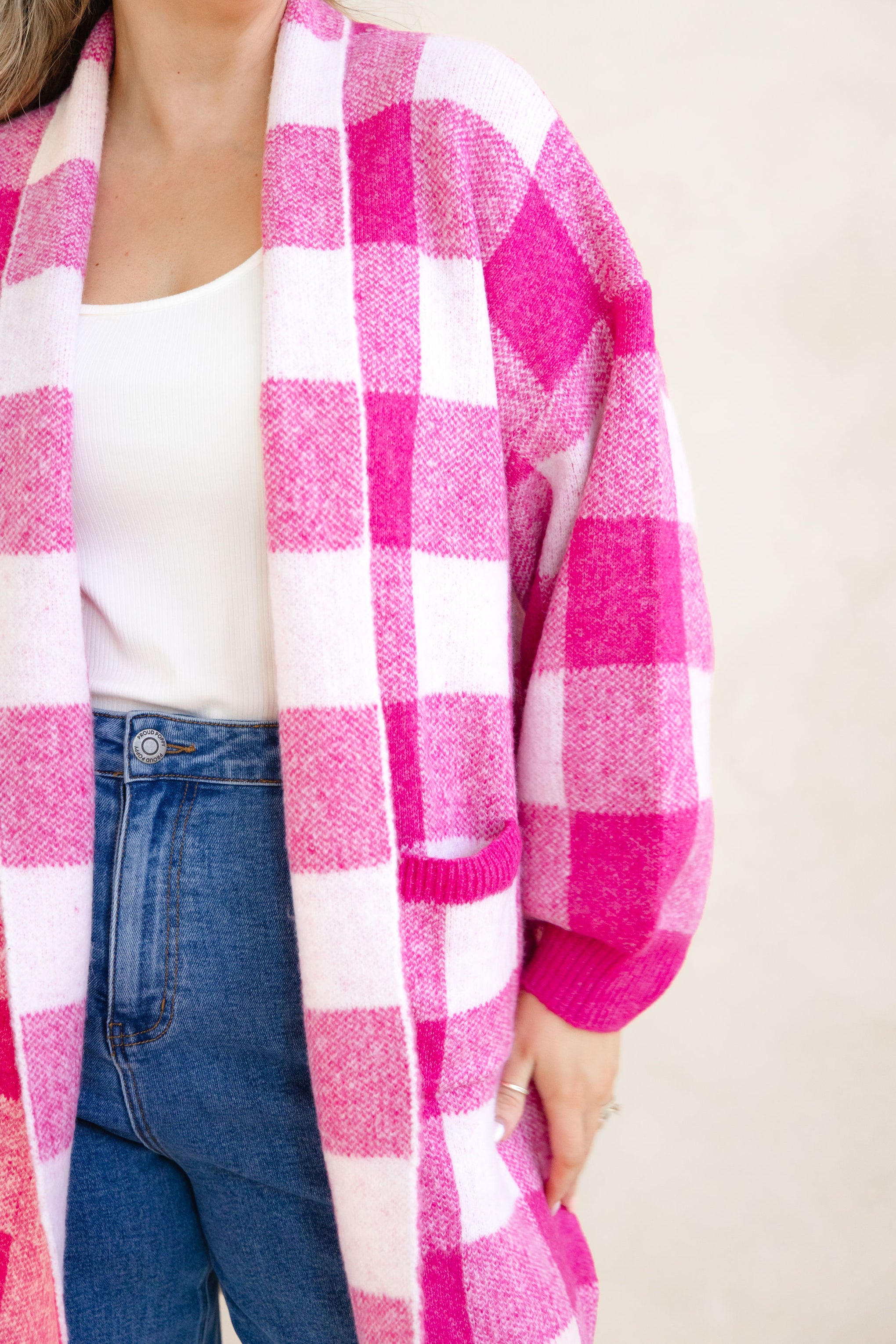 Hampton Knit in Pink Gingham