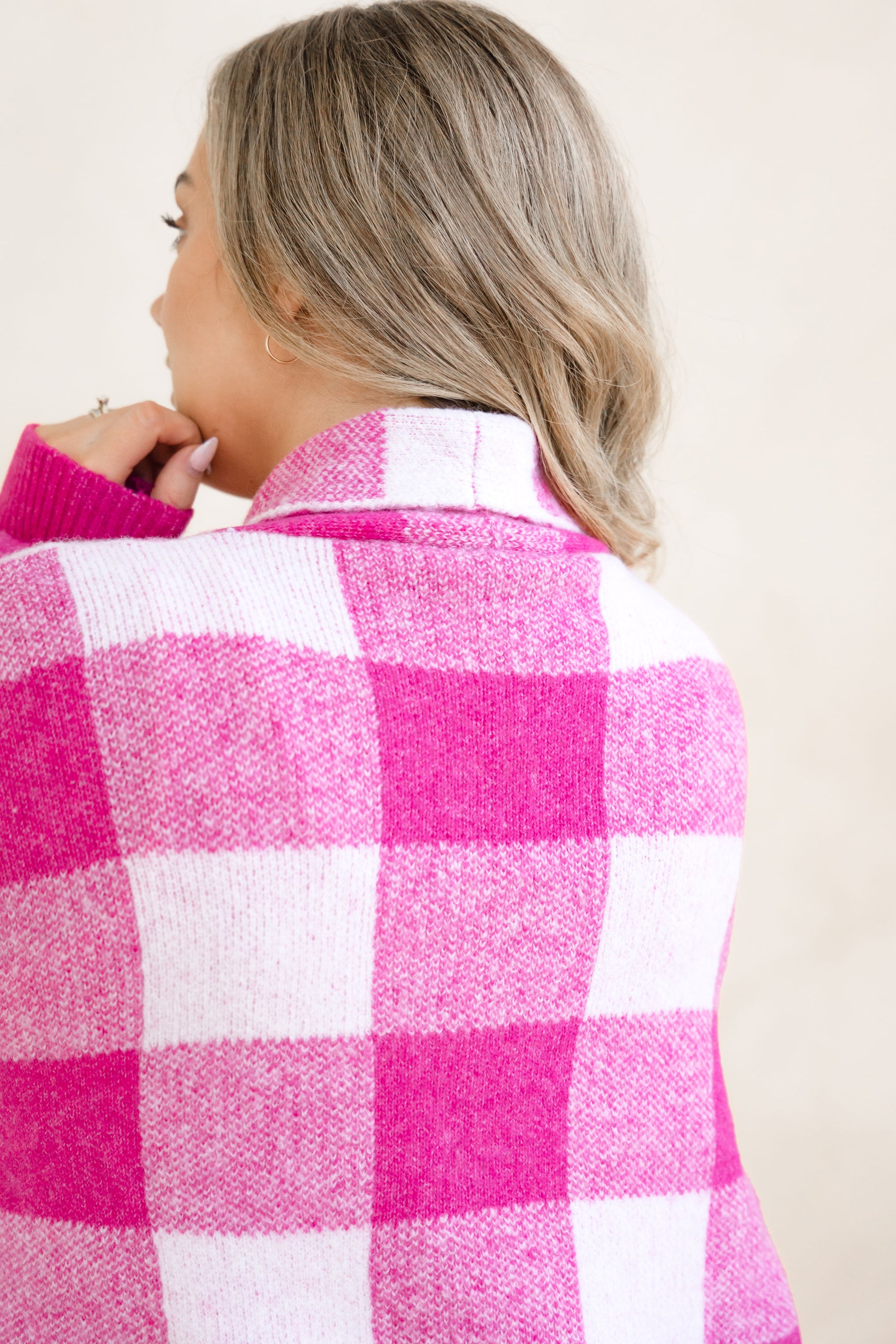 Hampton Knit in Pink Gingham
