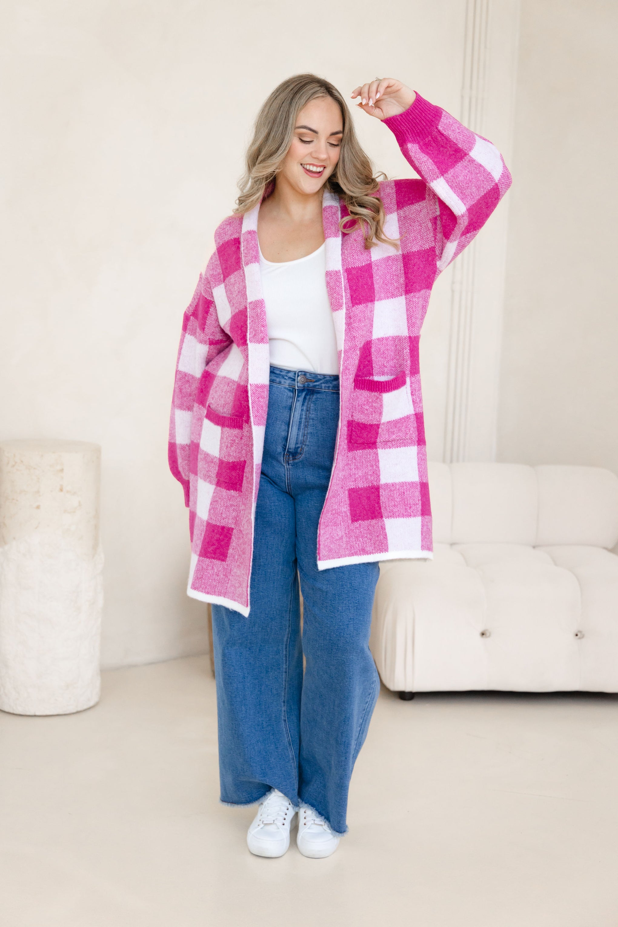 Hampton Knit in Pink Gingham