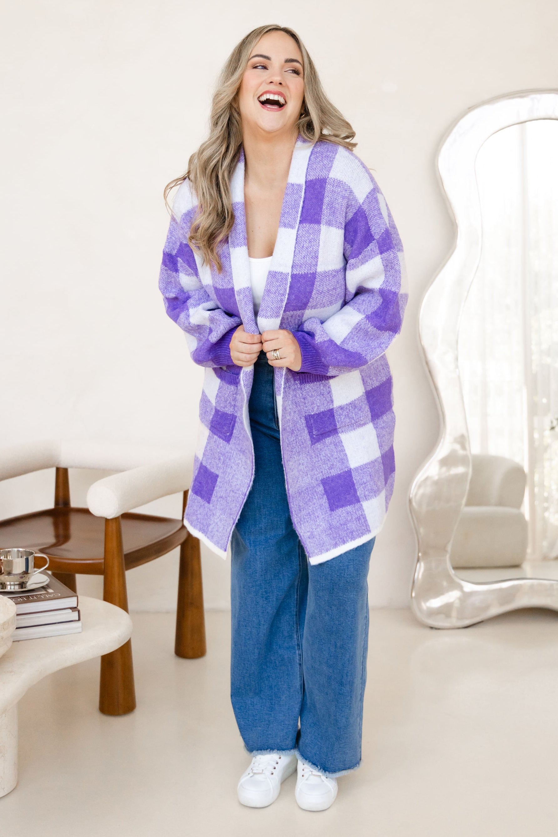 Hampton Knit in Purple Gingham