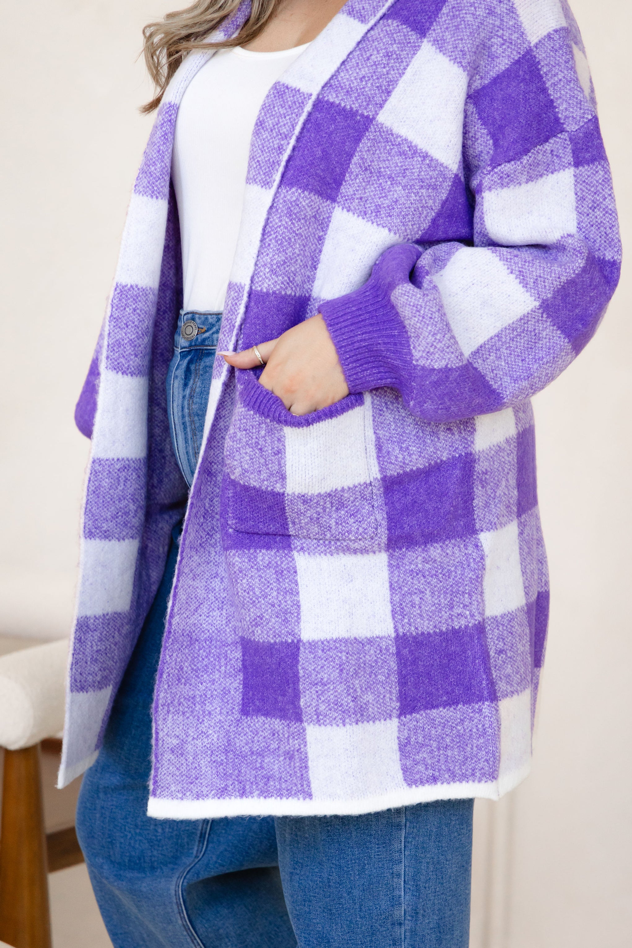 Hampton Knit in Purple Gingham