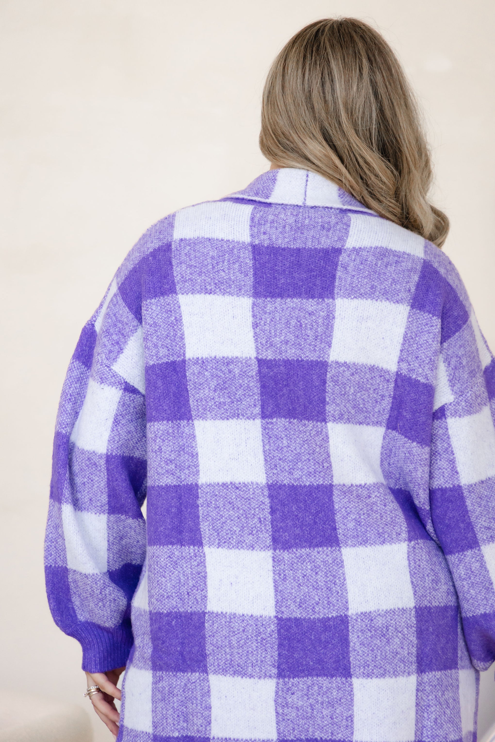 Hampton Knit in Purple Gingham