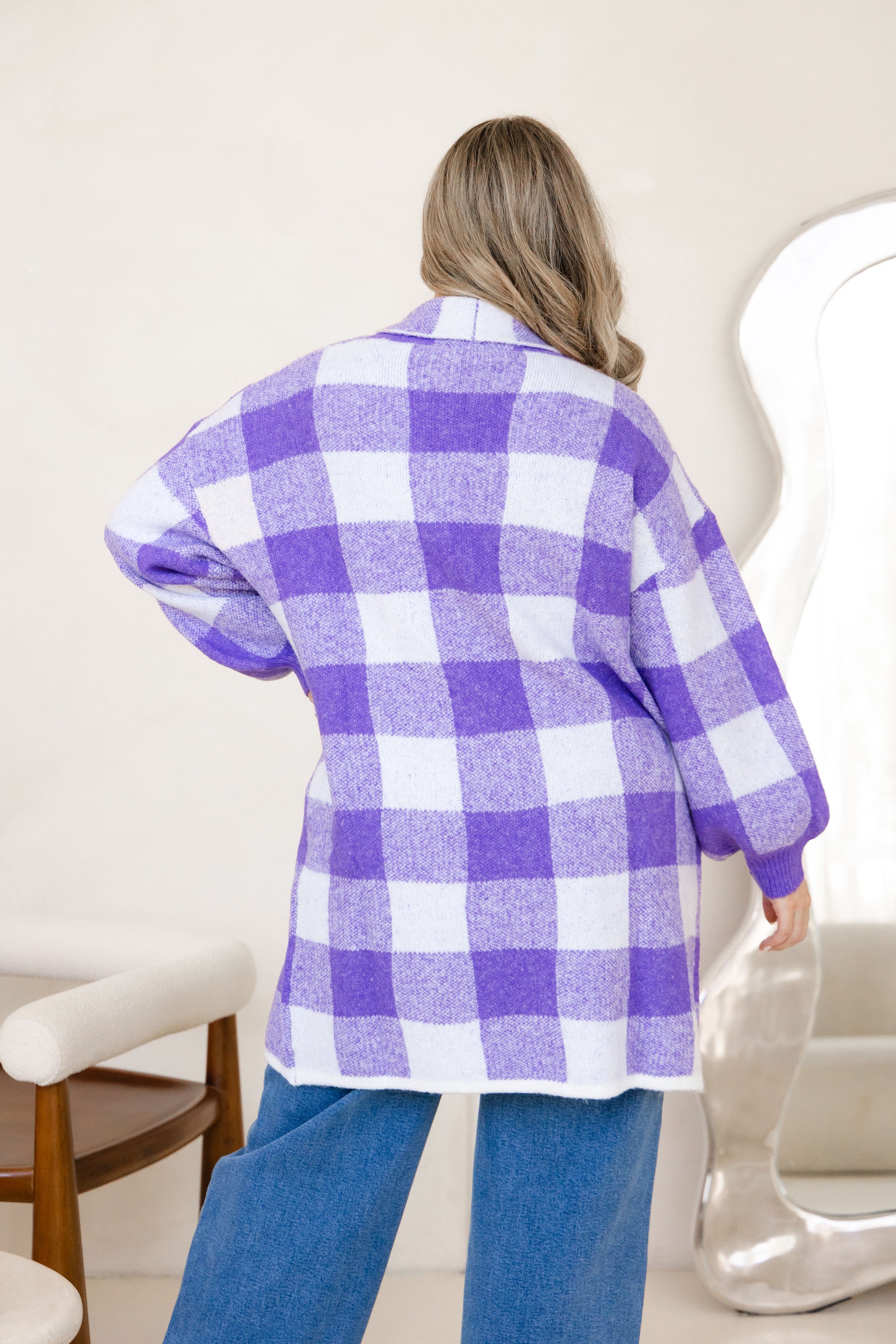 Hampton Knit in Purple Gingham