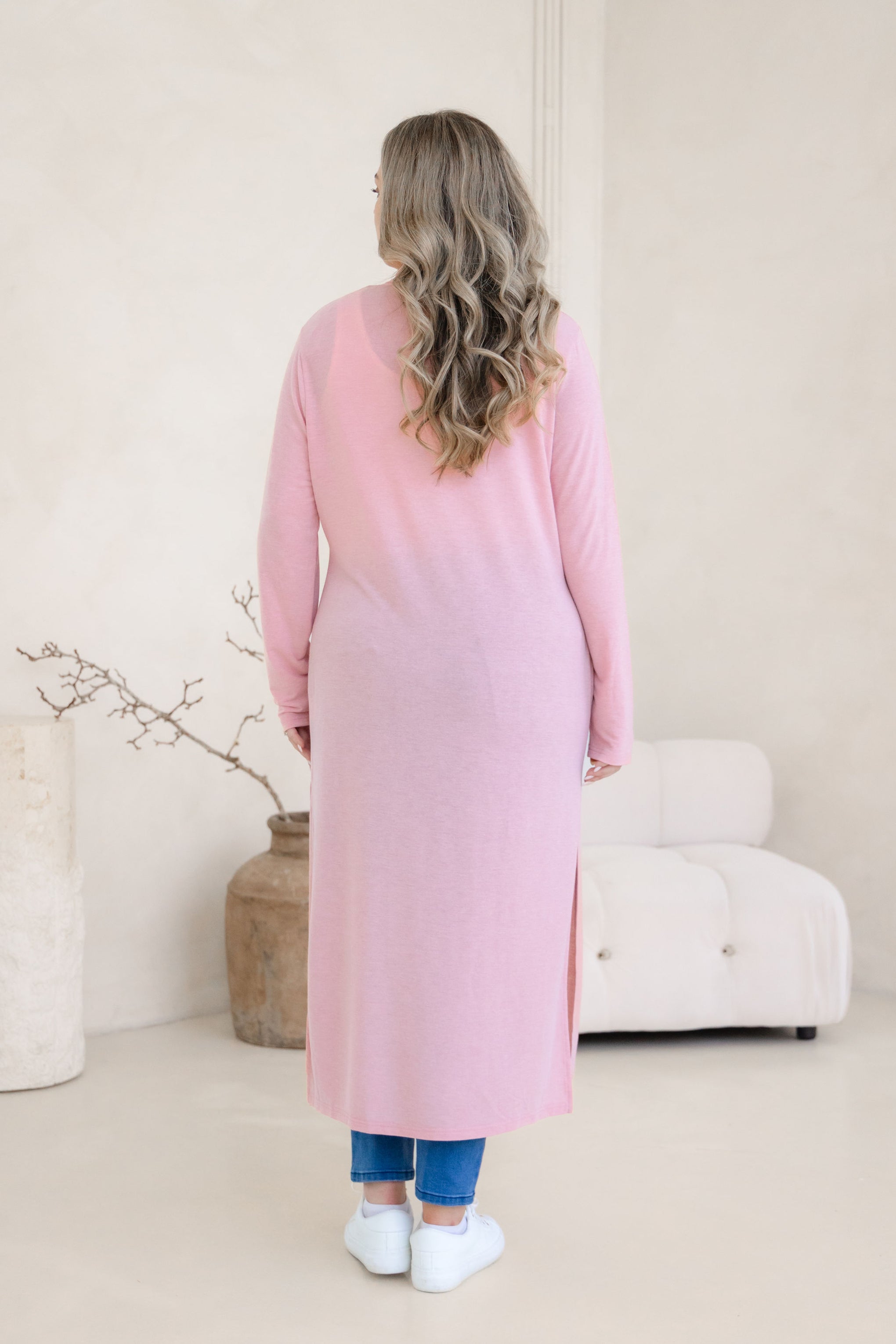 Jane Cardi Maxi Length in Dusty Pink