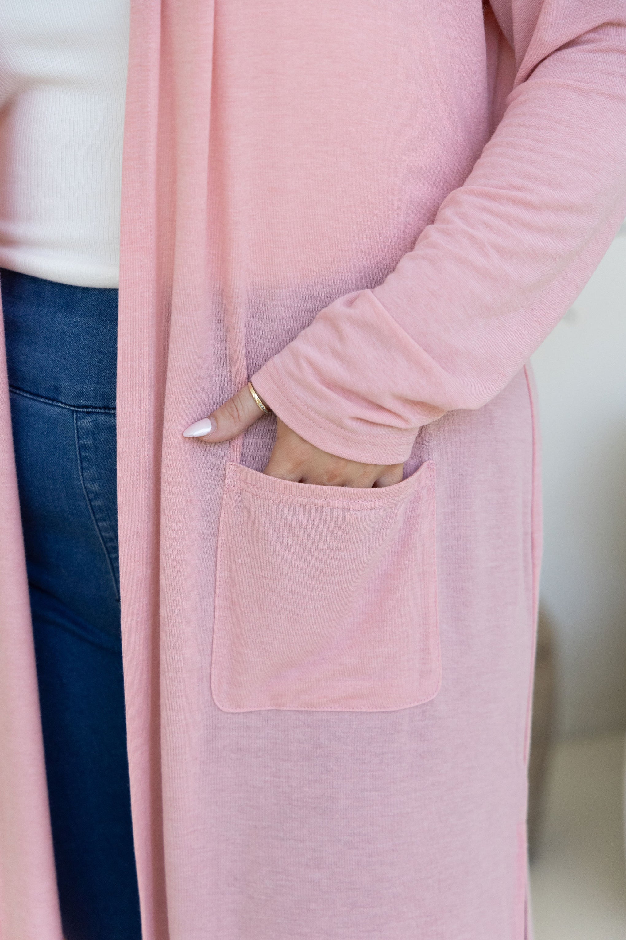 Jane Cardi Maxi Length in Dusty Pink
