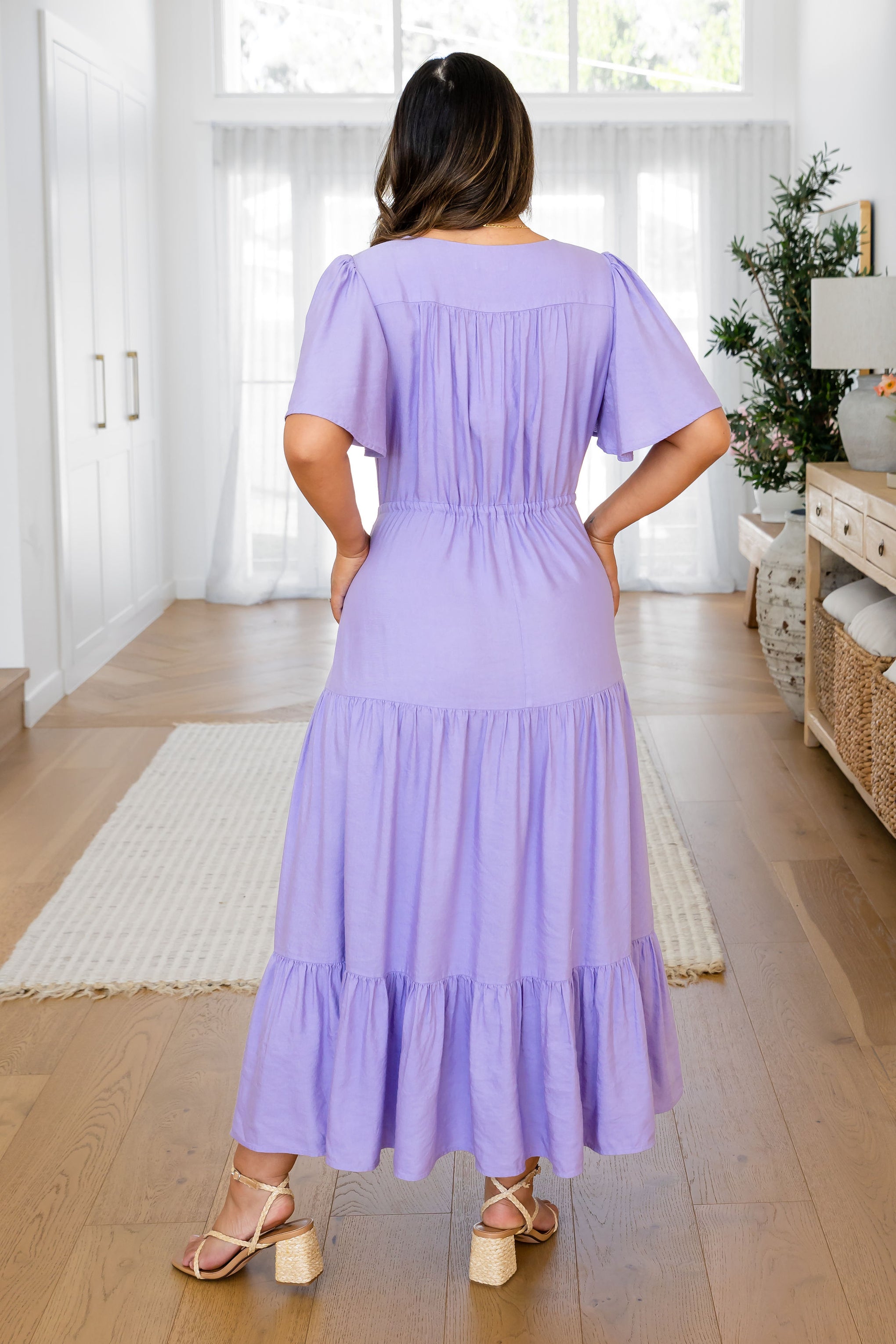 Bonnie Linen Blend Maxi Dress in Lavender