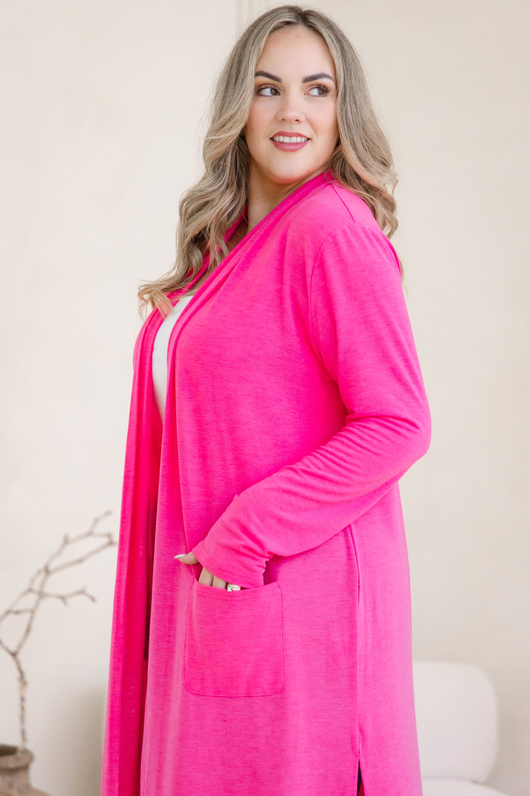 Jane Cardi Maxi Length in Hot Pink