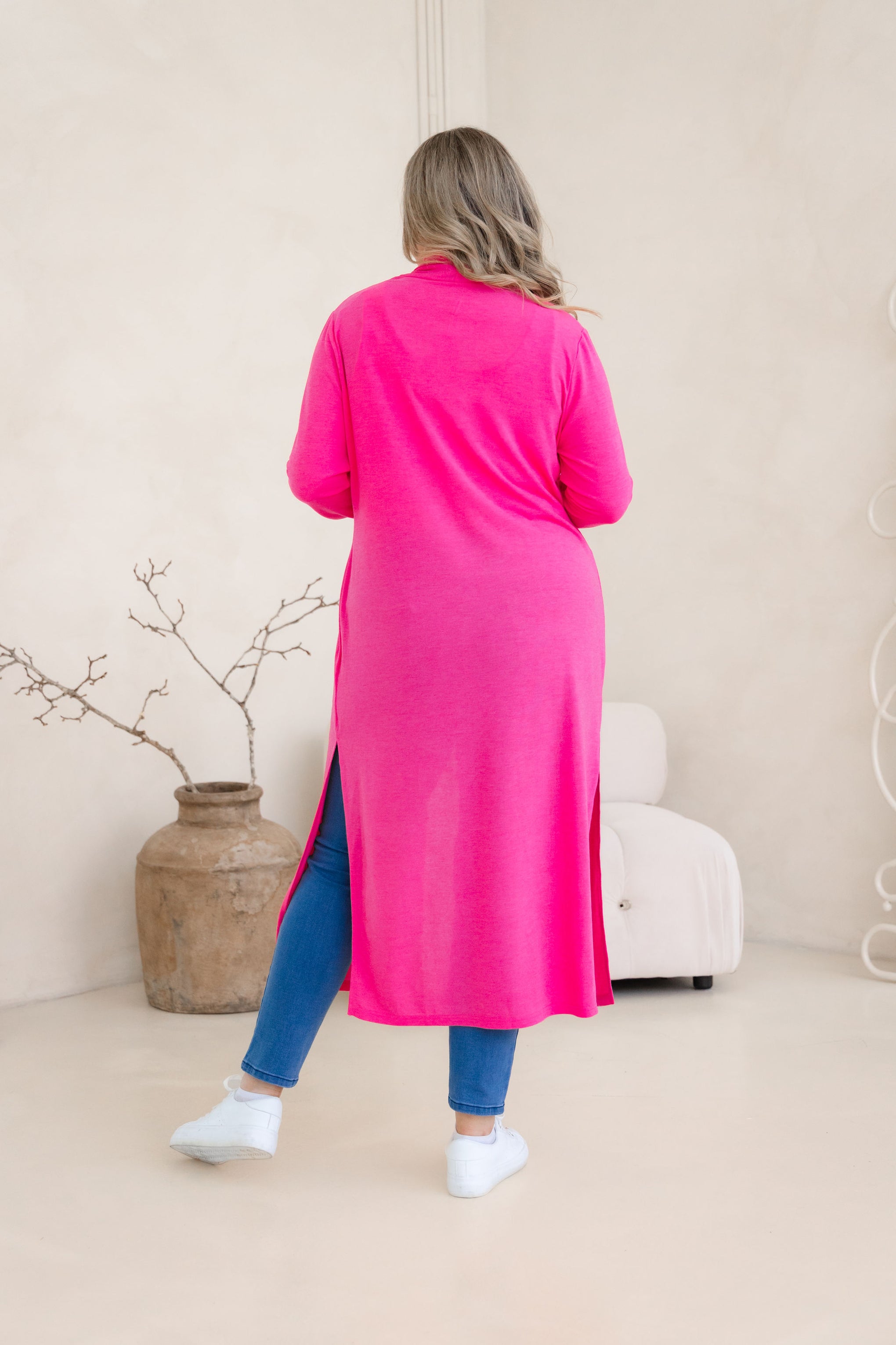 Jane Cardi Maxi Length in Hot Pink