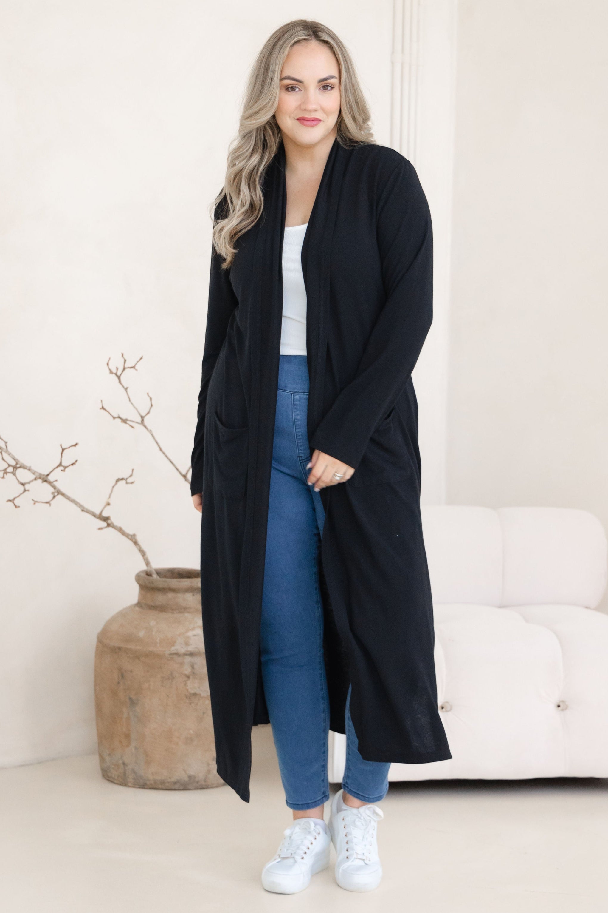Jane Cardi Maxi Length in Black