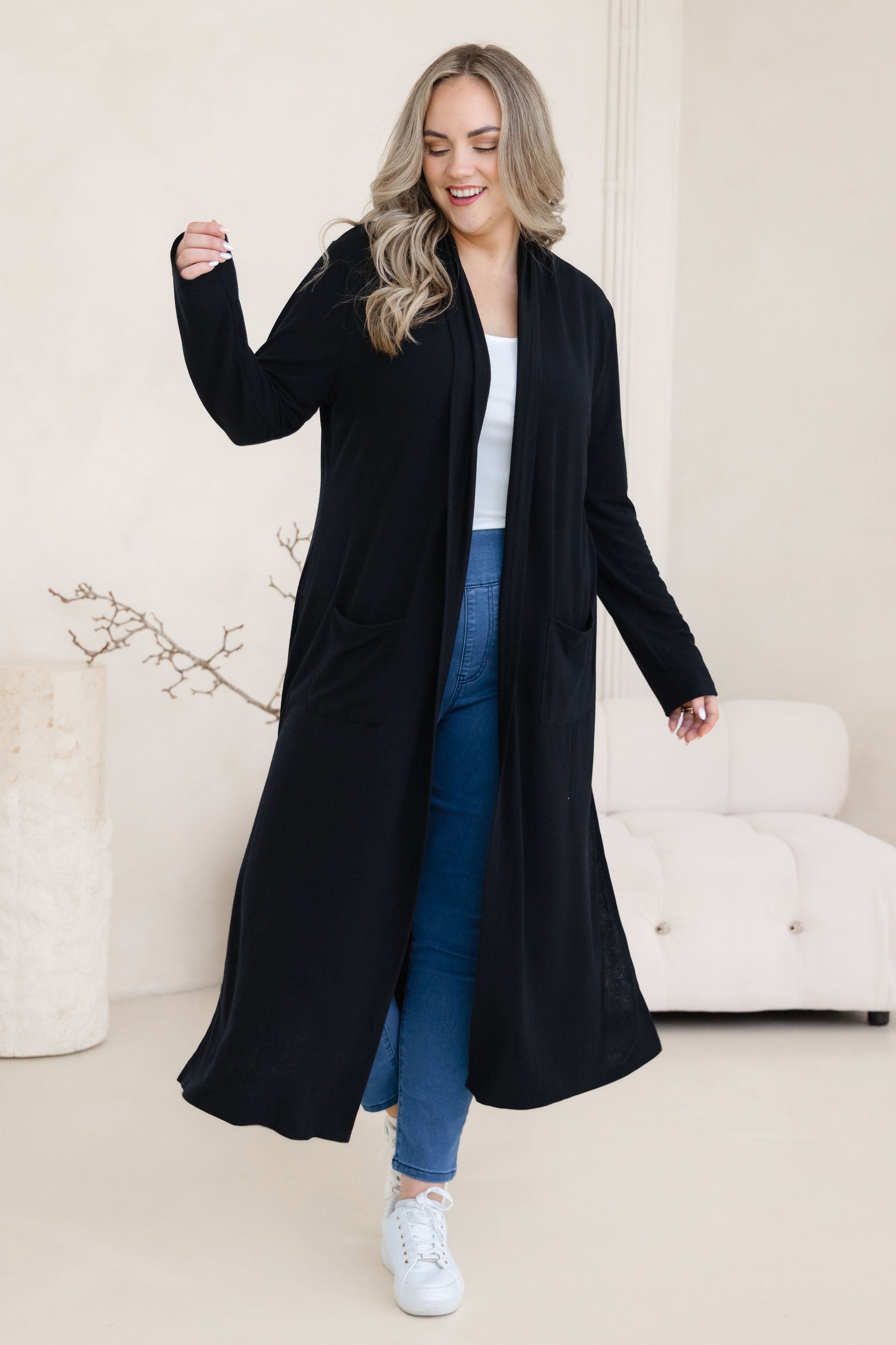 Jane Cardi Maxi Length in Black