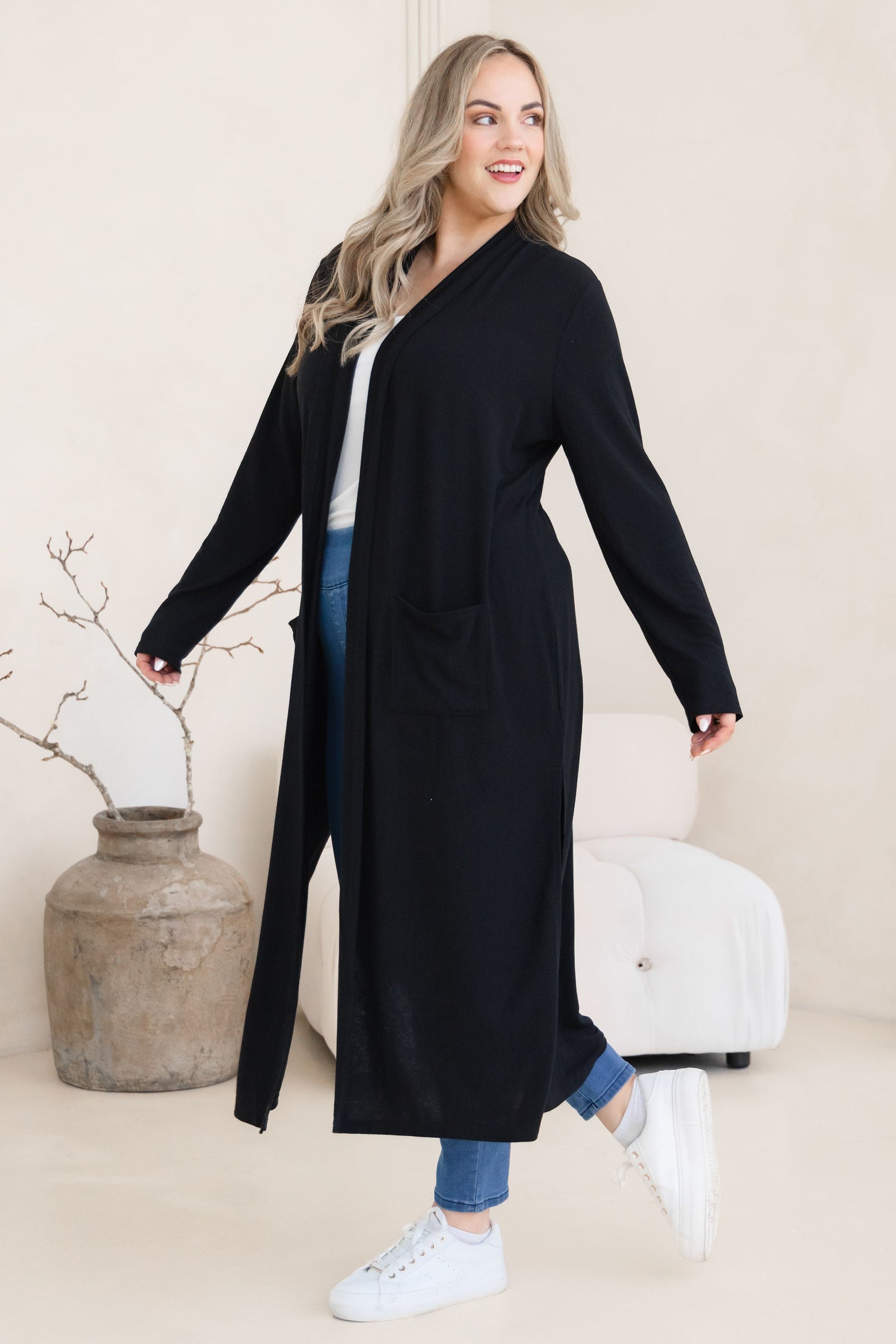 Jane Cardi Maxi Length in Black