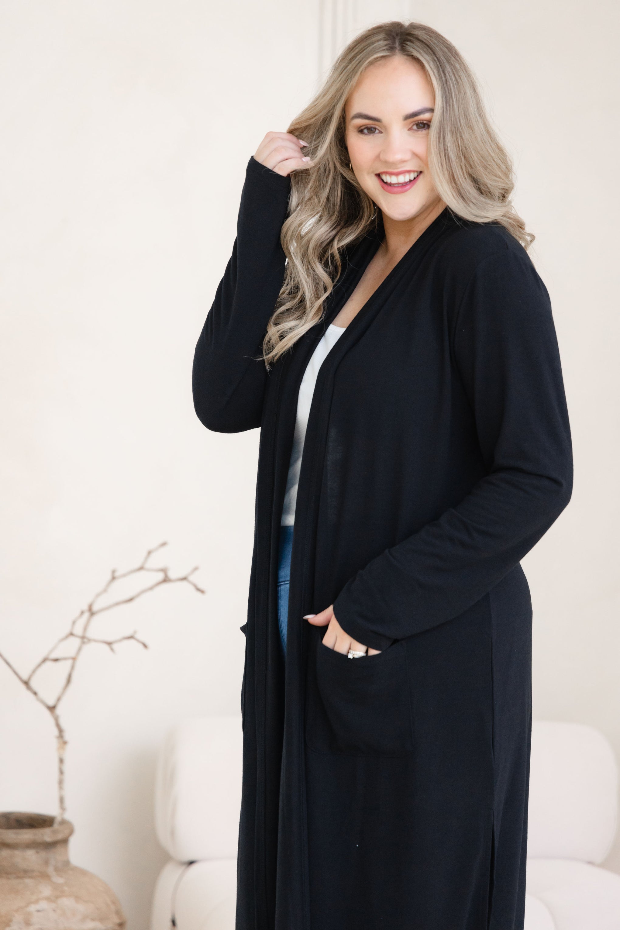 Jane Cardi Maxi Length in Black