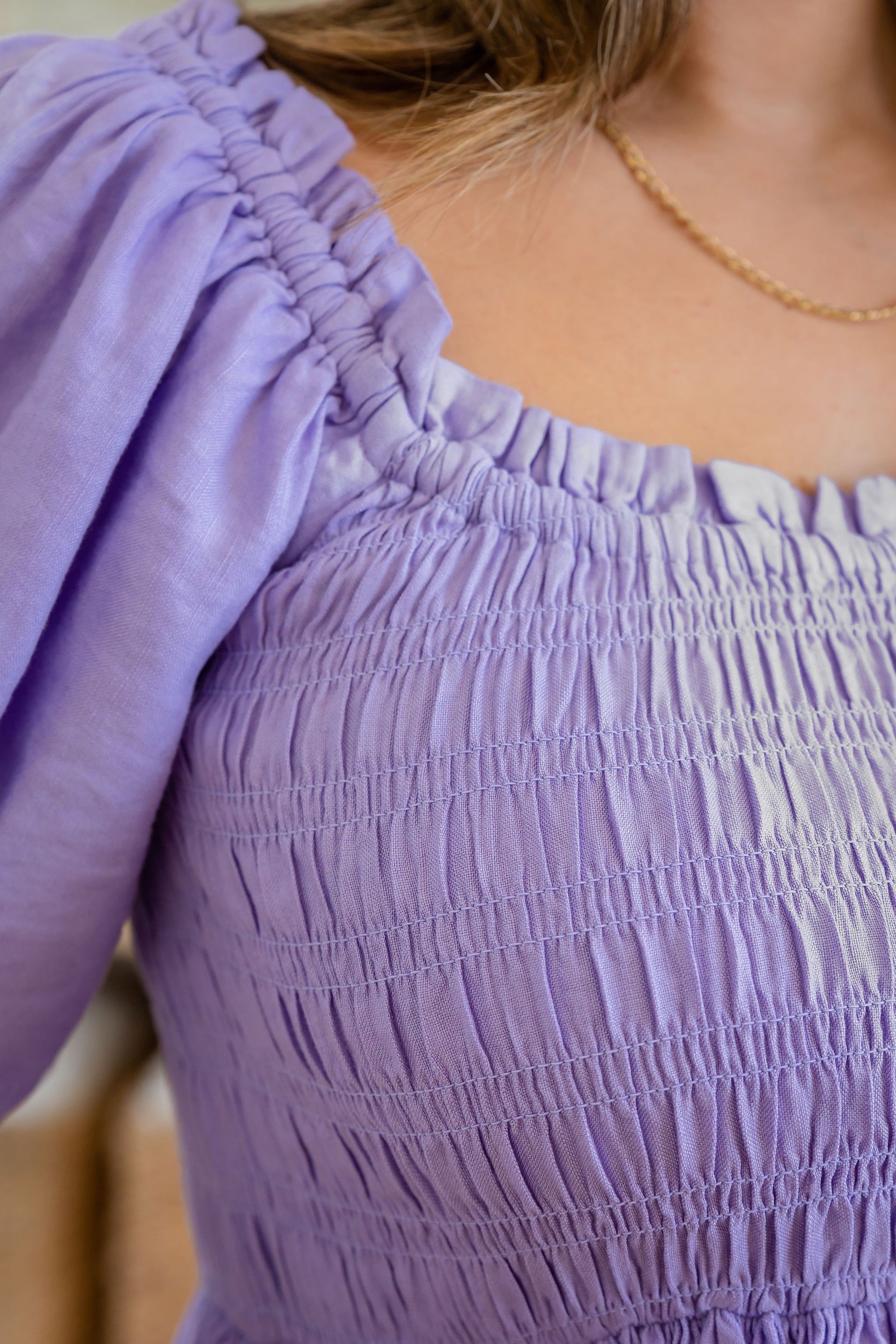 Stelle Linen Blend Dress in Lavender