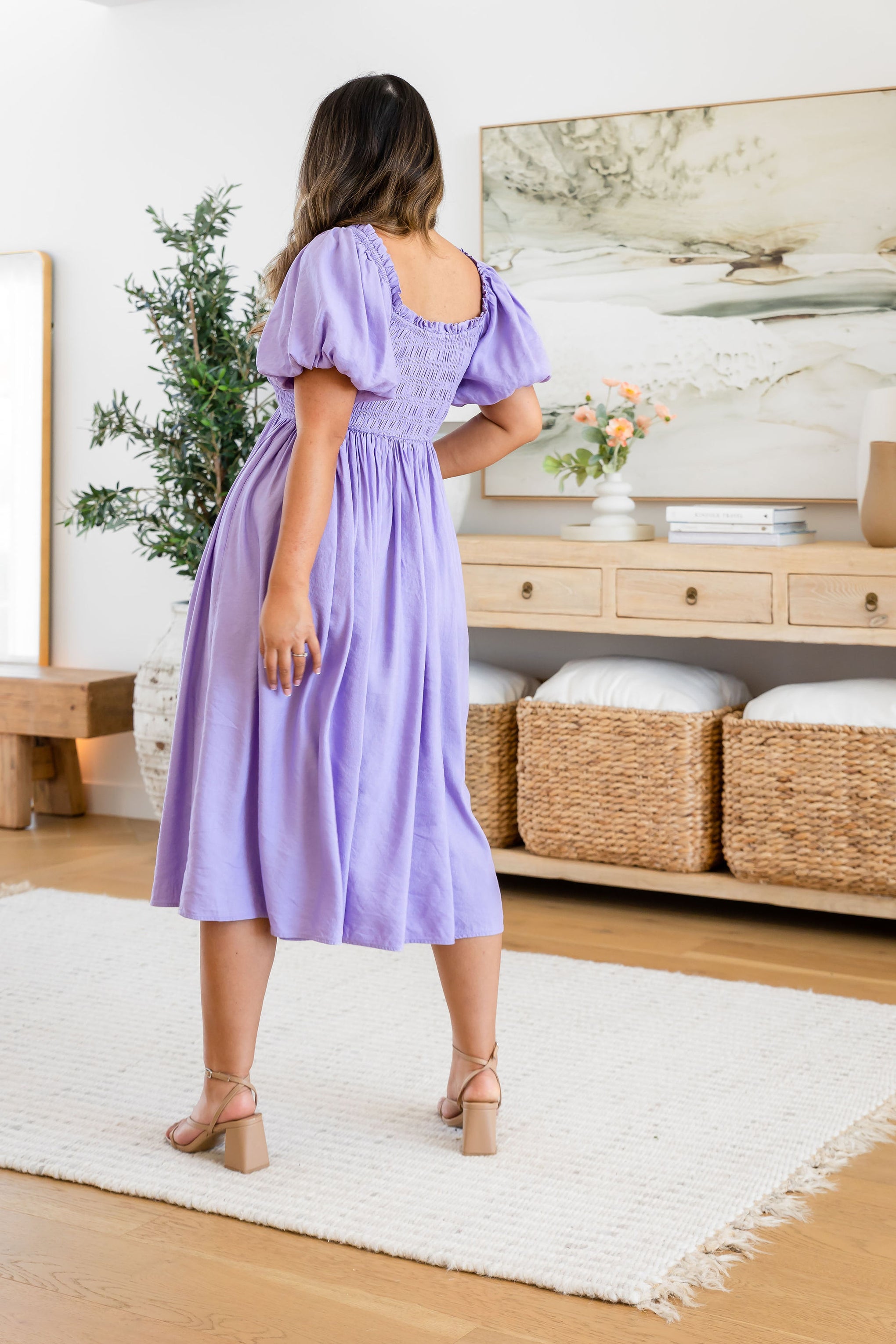 Stelle Linen Blend Dress in Lavender