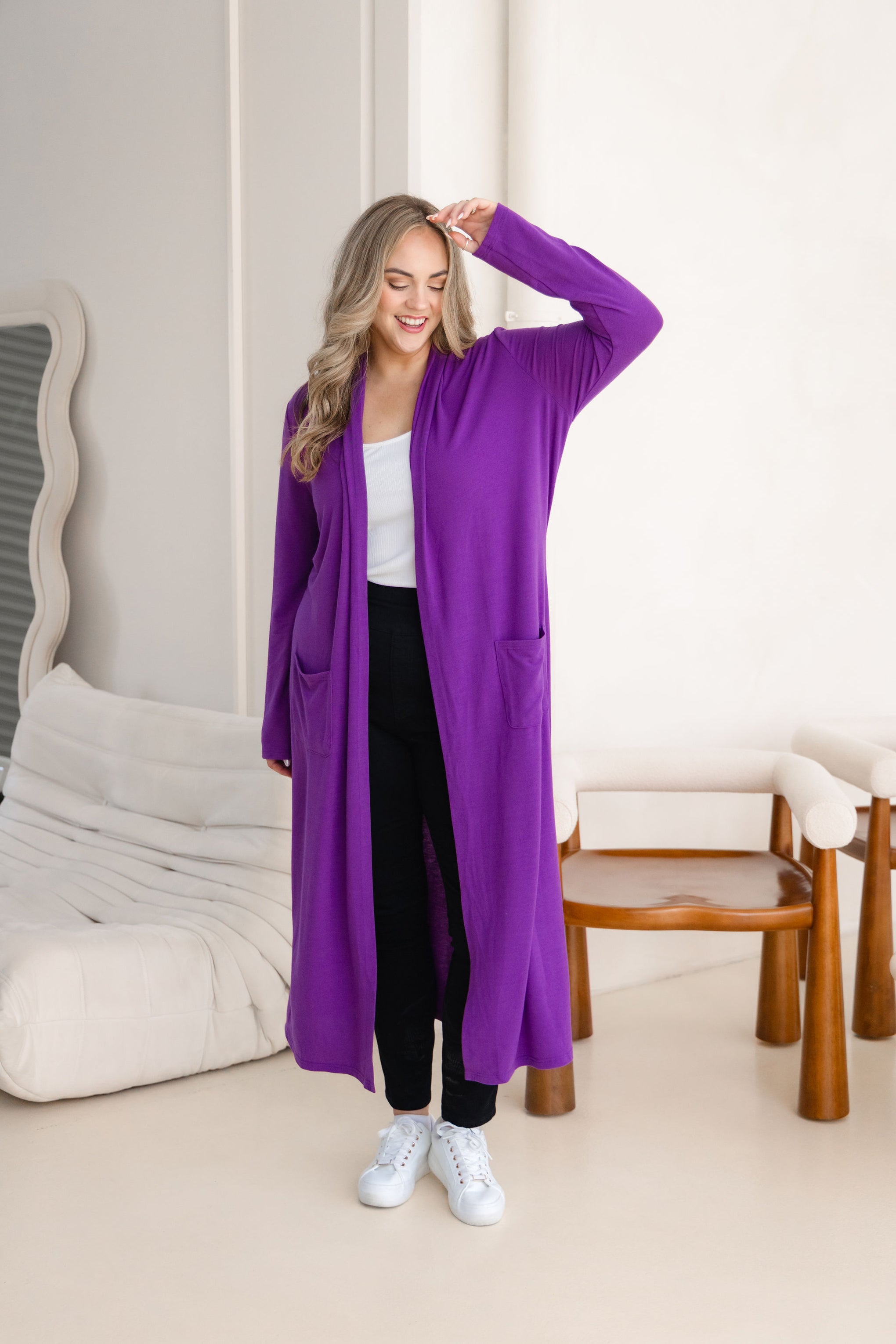 Jane Cardi Maxi Length in Purple