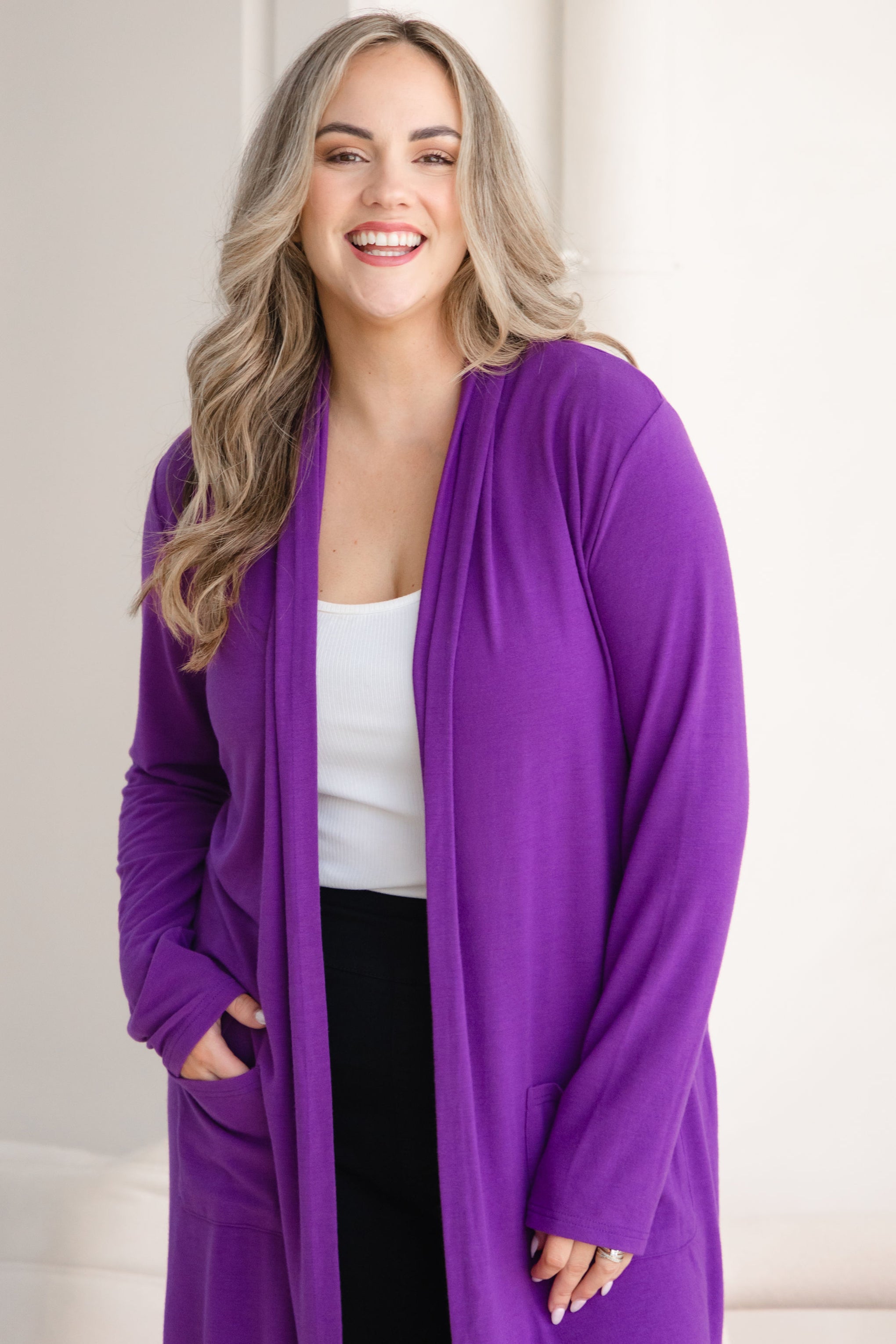 Jane Cardi Maxi Length in Purple