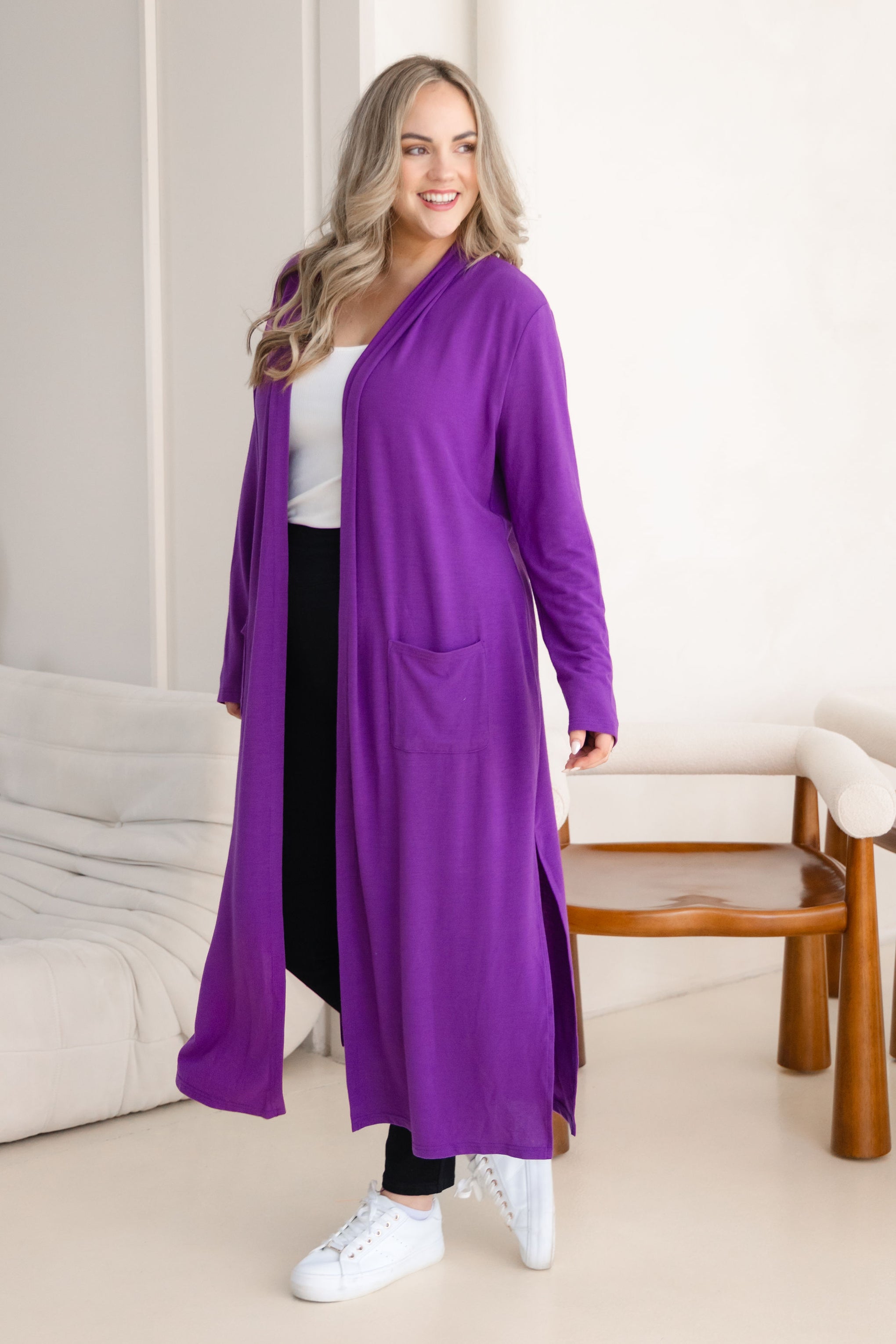 Jane Cardi Maxi Length in Purple
