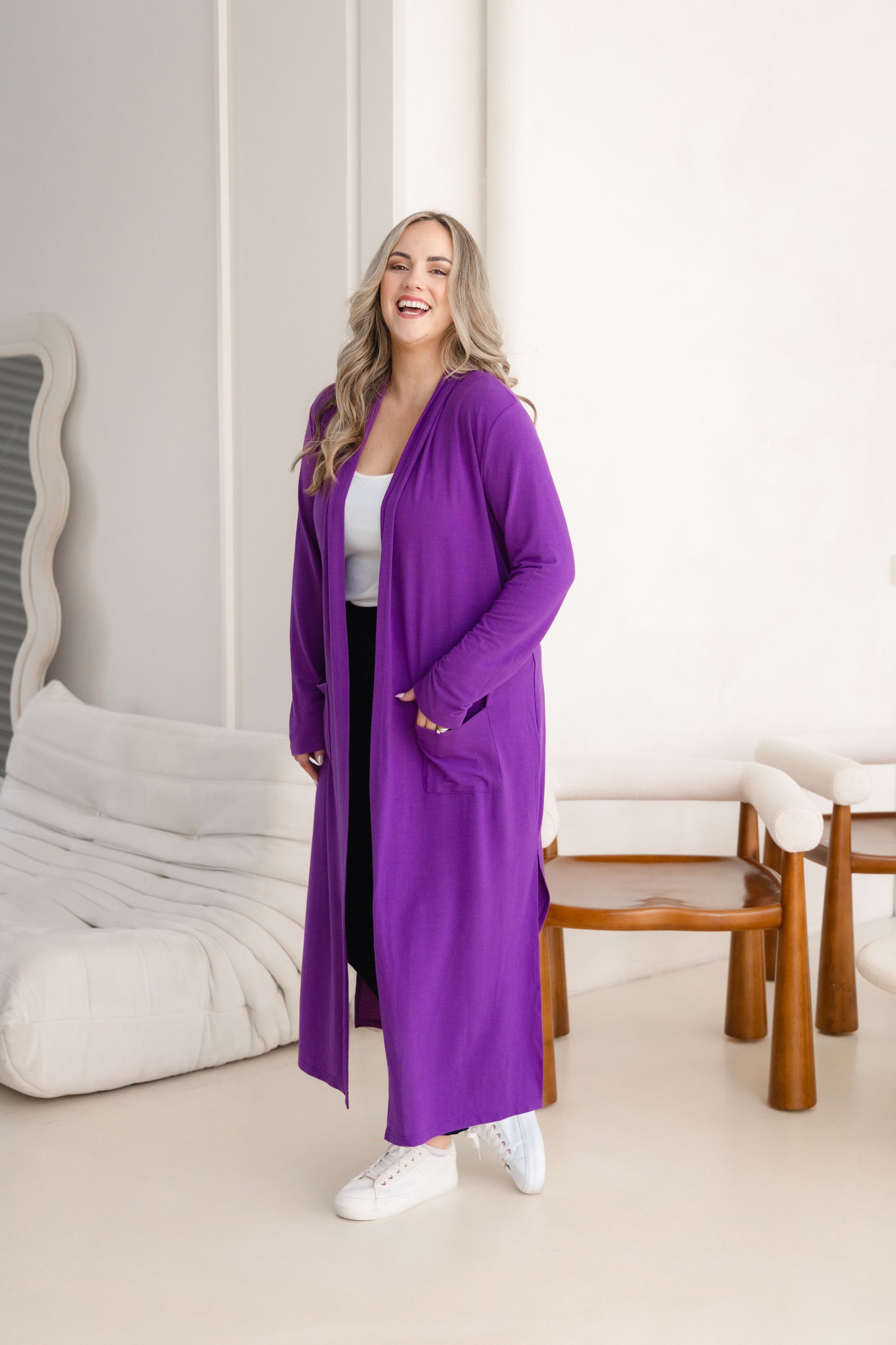 Jane Cardi Maxi Length in Purple