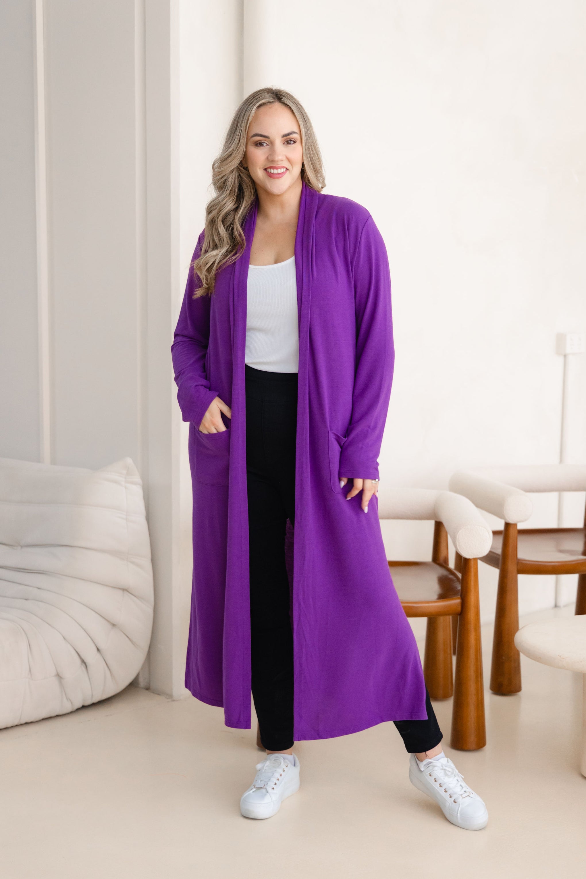 Jane Cardi Maxi Length in Purple