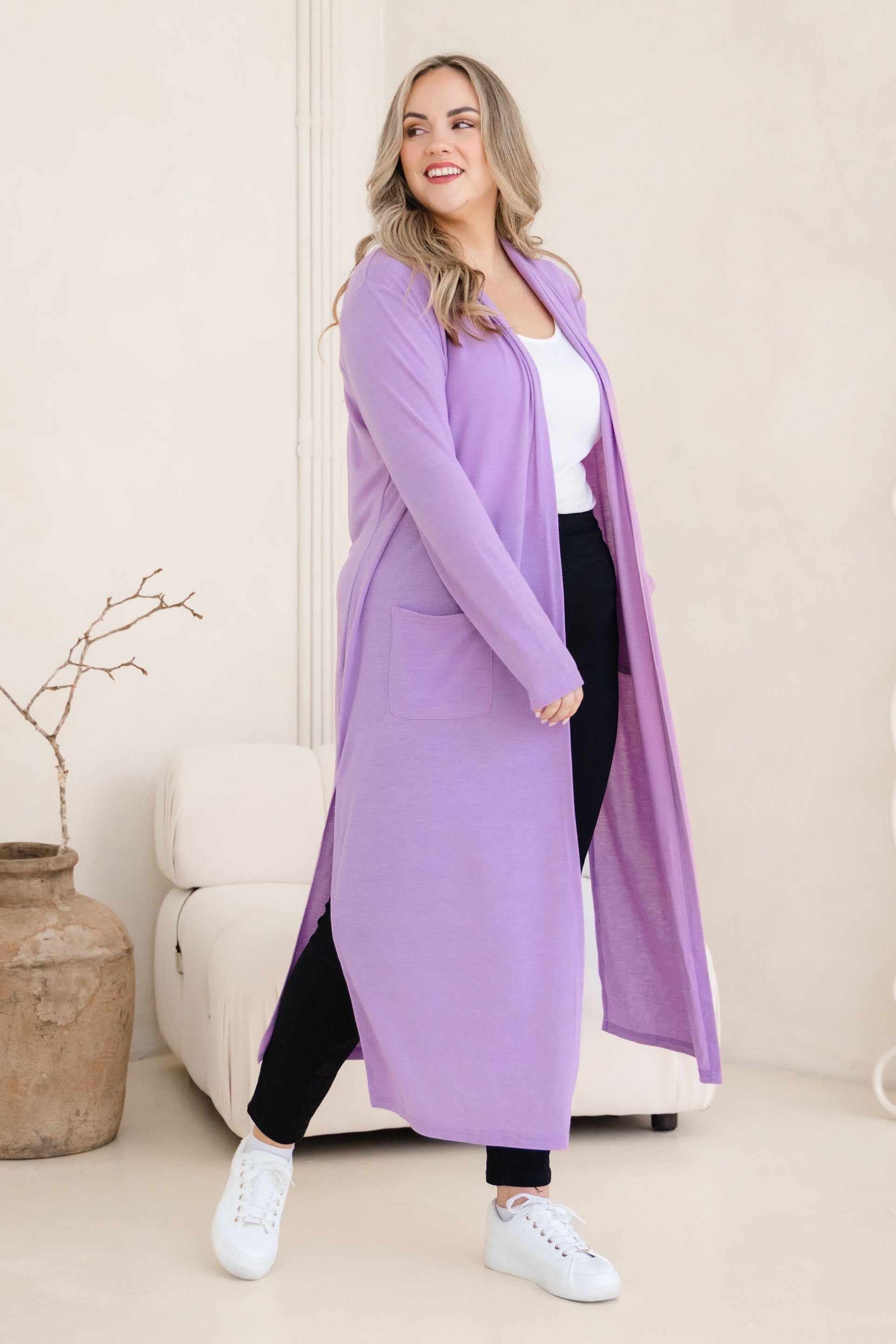 Jane Cardi Maxi Length in Lavender