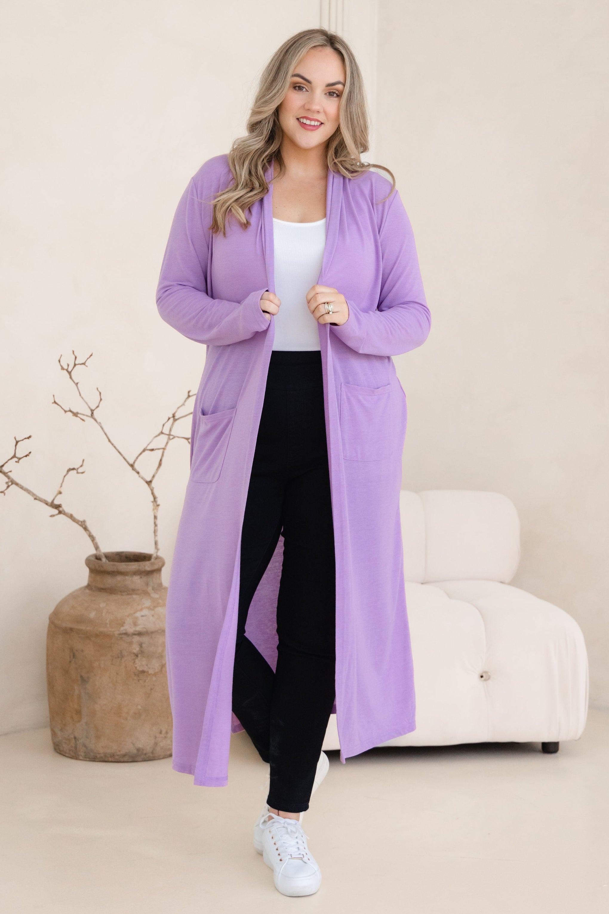 Jane Cardi Maxi Length in Lavender