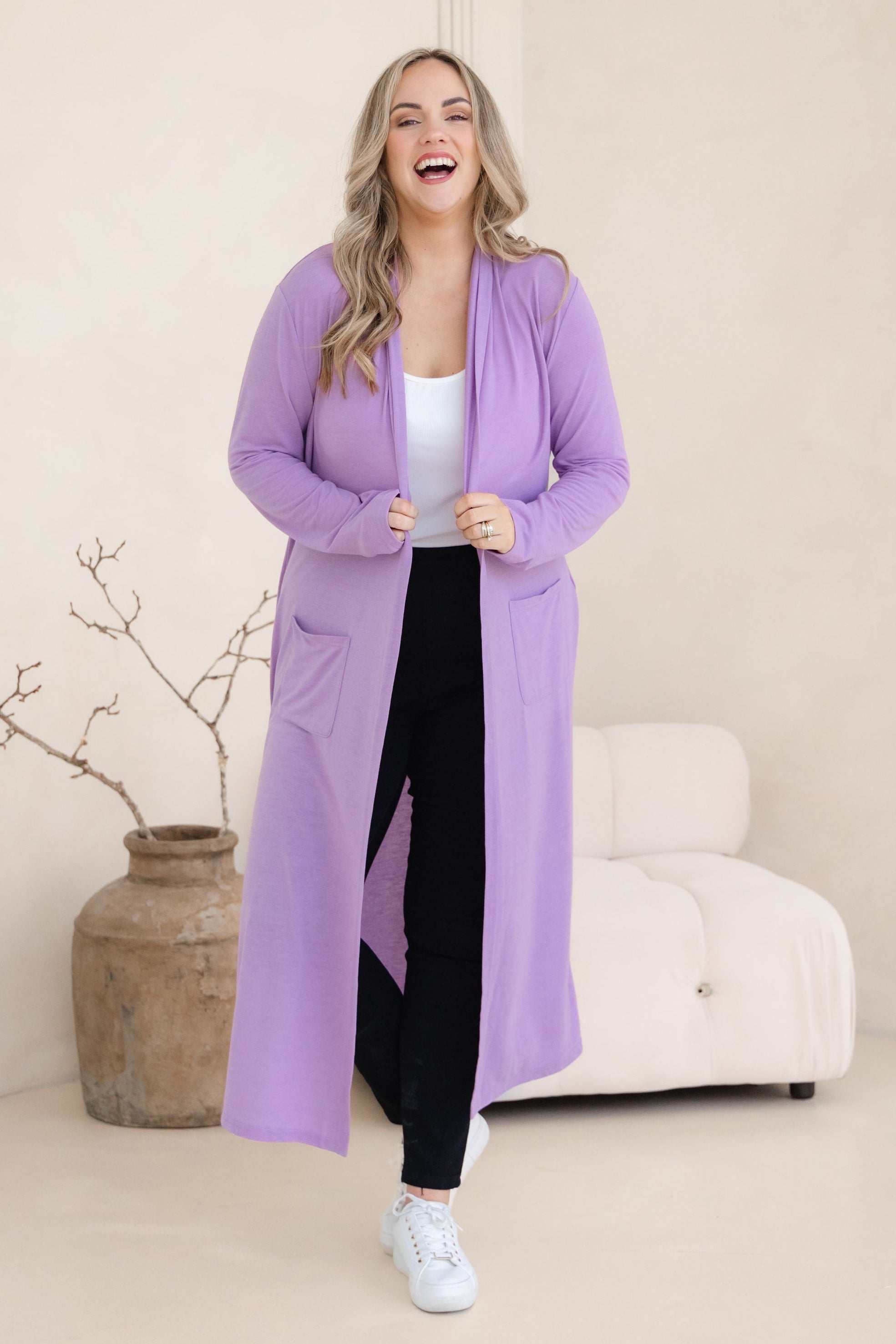 Jane Cardi Maxi Length in Lavender
