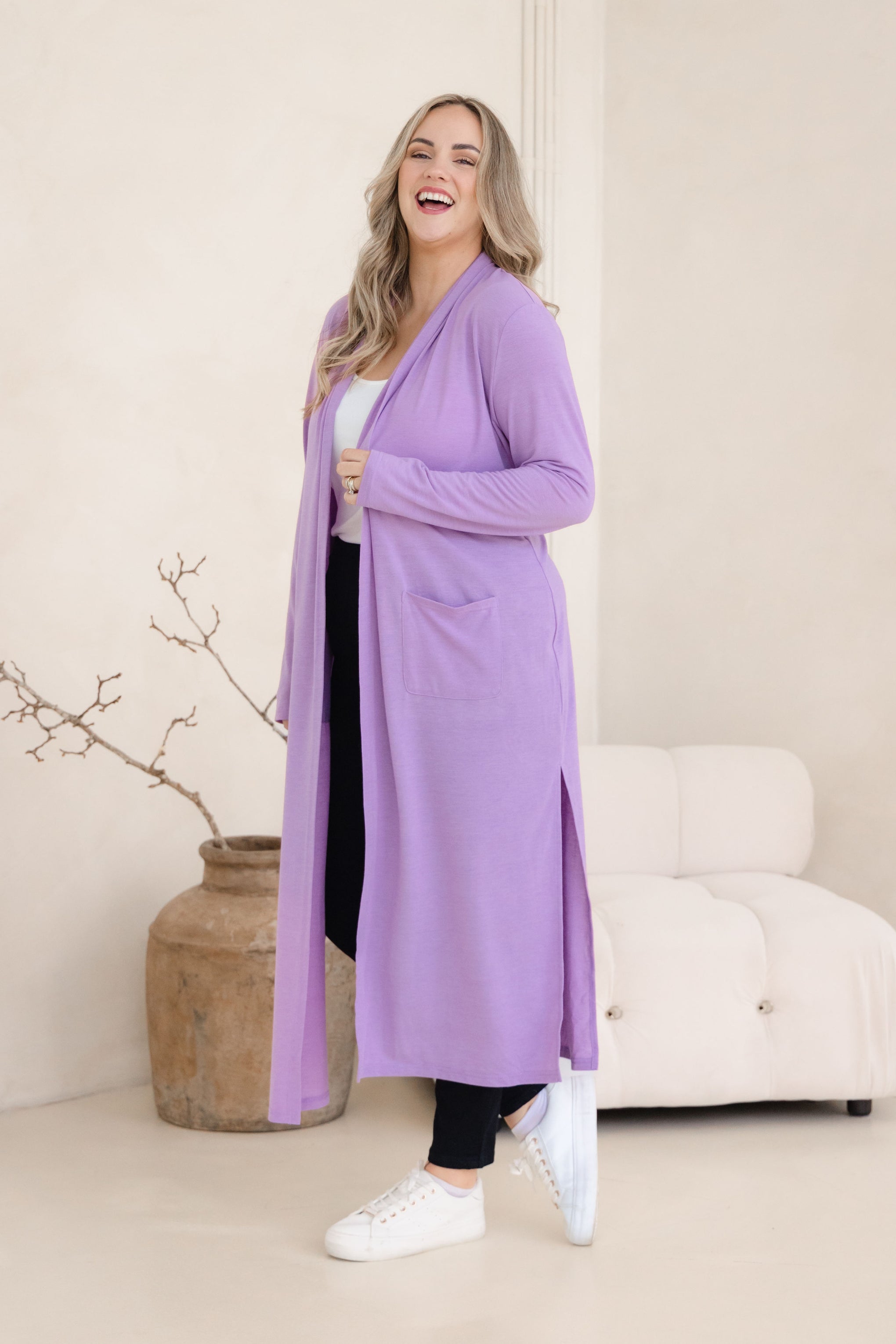 Jane Cardi Maxi Length in Lavender
