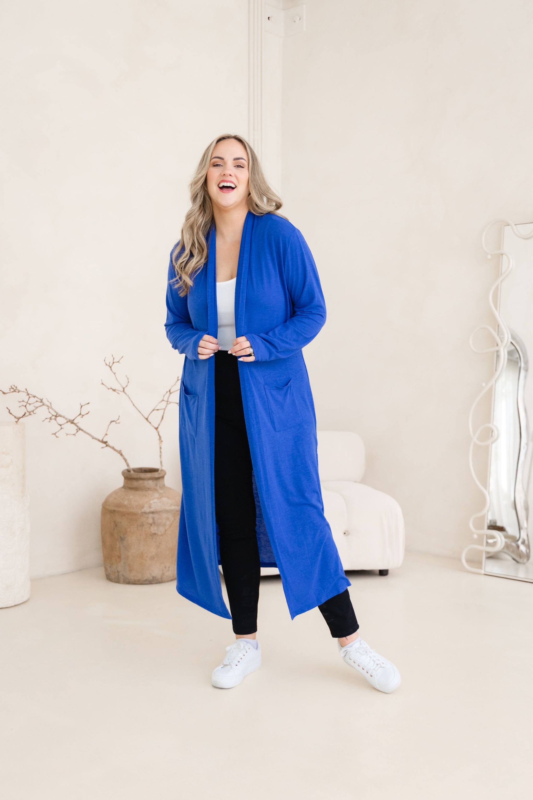 Jane Cardi Maxi Length in Cobalt