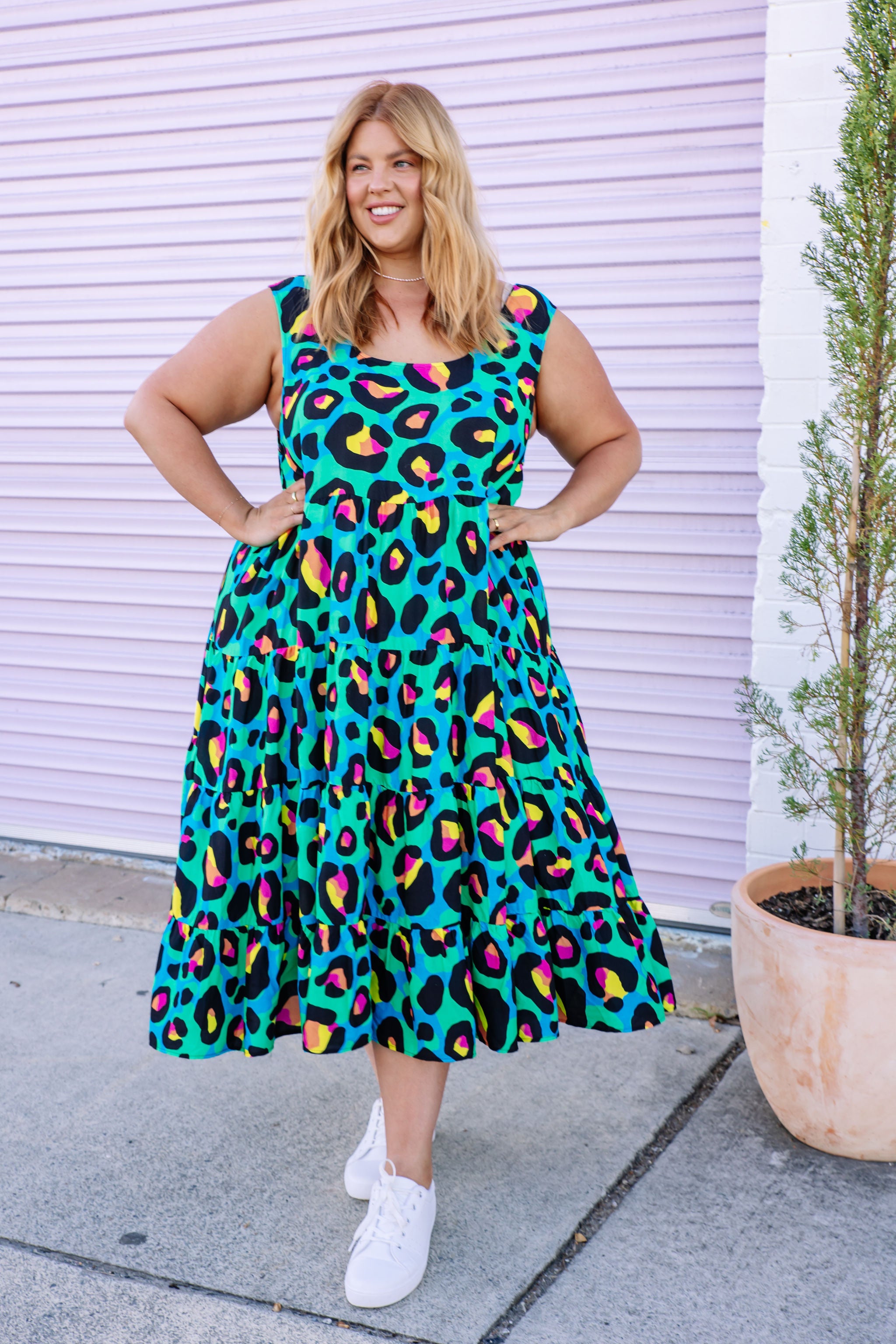 Neon leopard print store dress