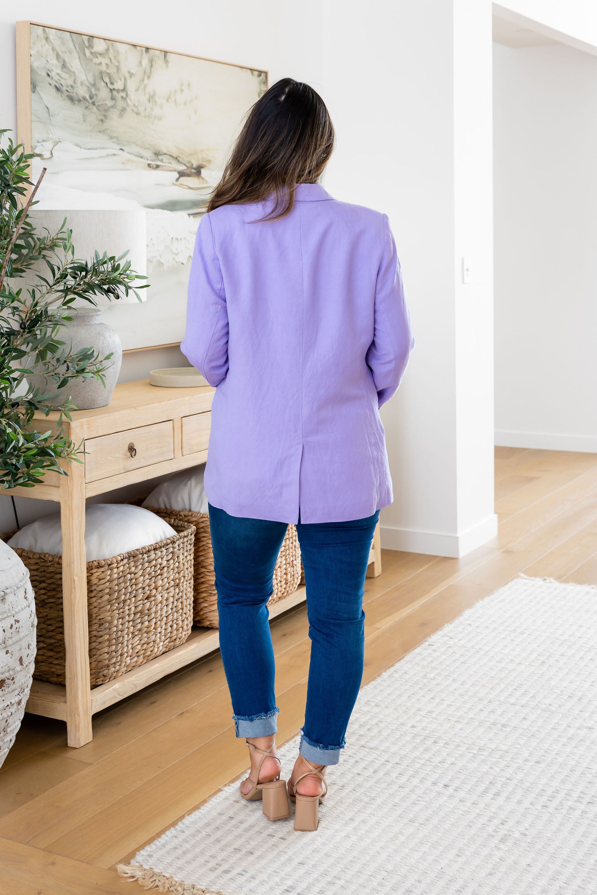 Tammy Linen Blend Blazer in Lavender