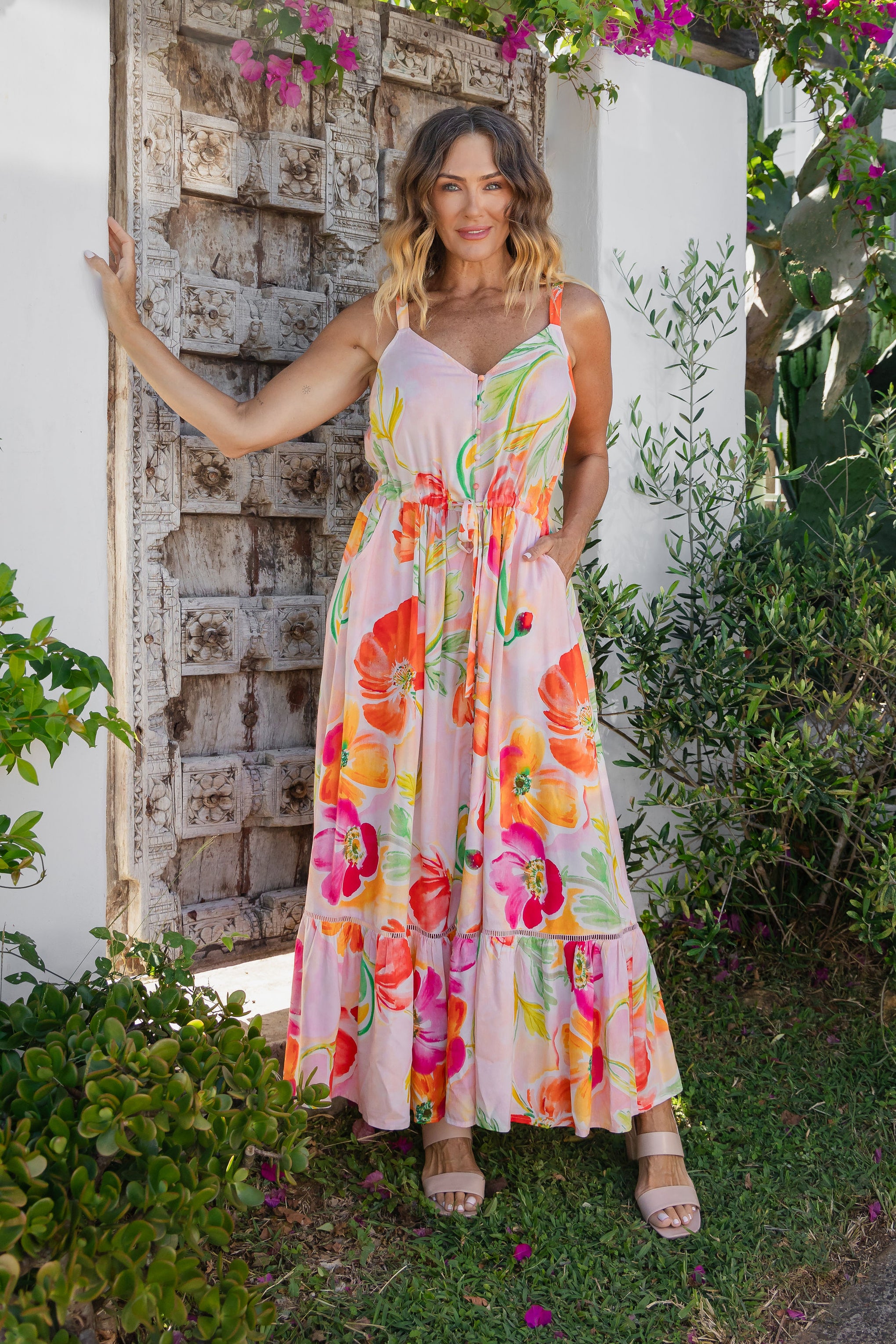 April Maxi Dress in Poppies