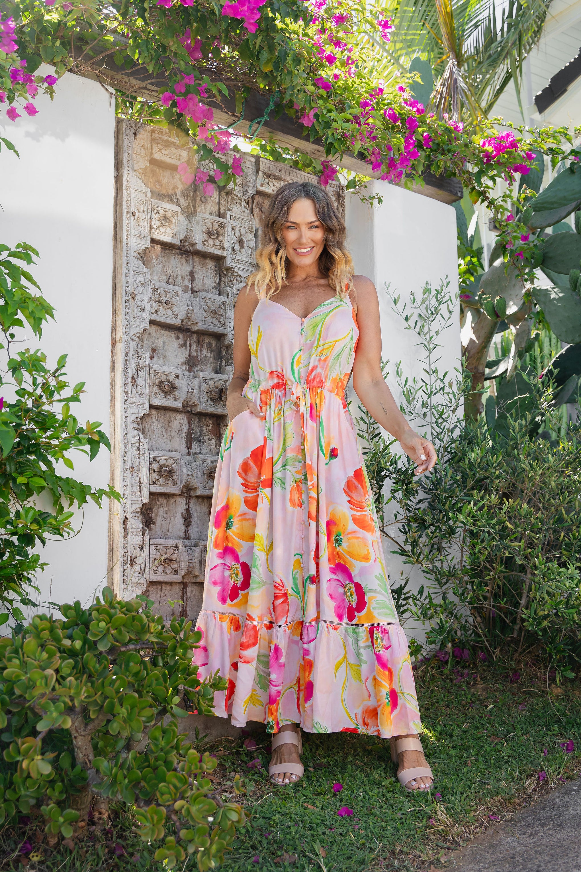 April Maxi Dress in Poppies