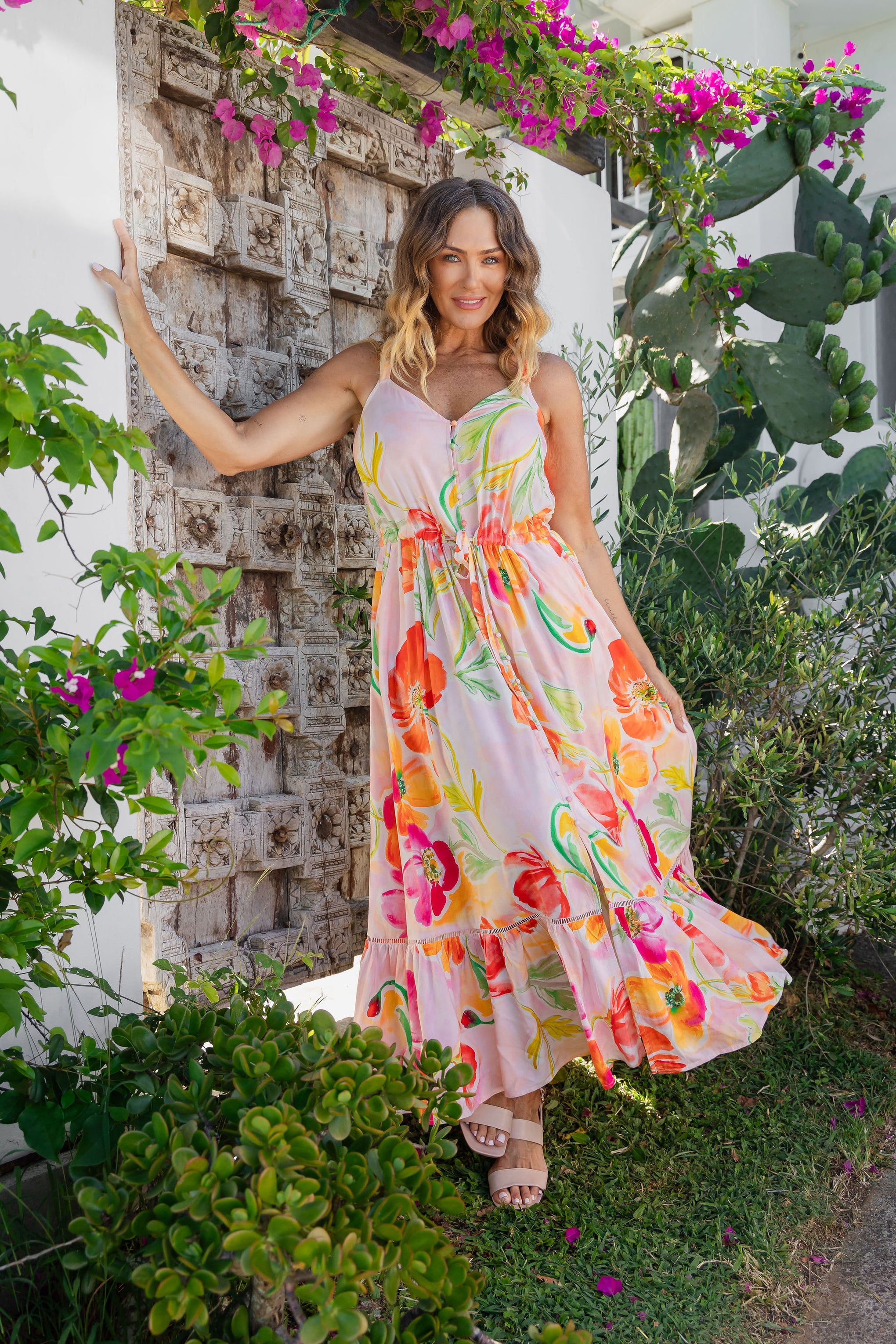 April Maxi Dress in Poppies