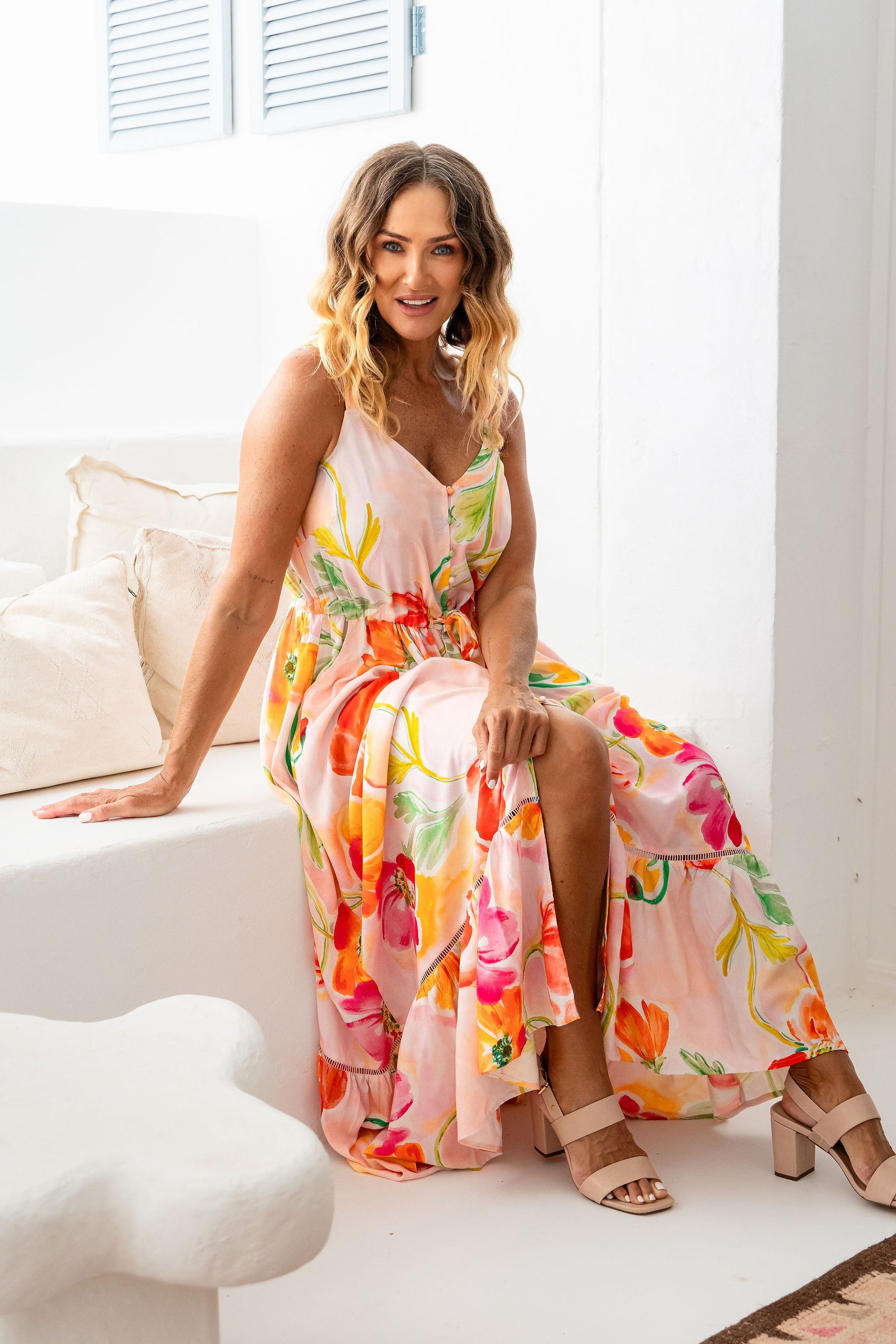 April Maxi Dress in Poppies