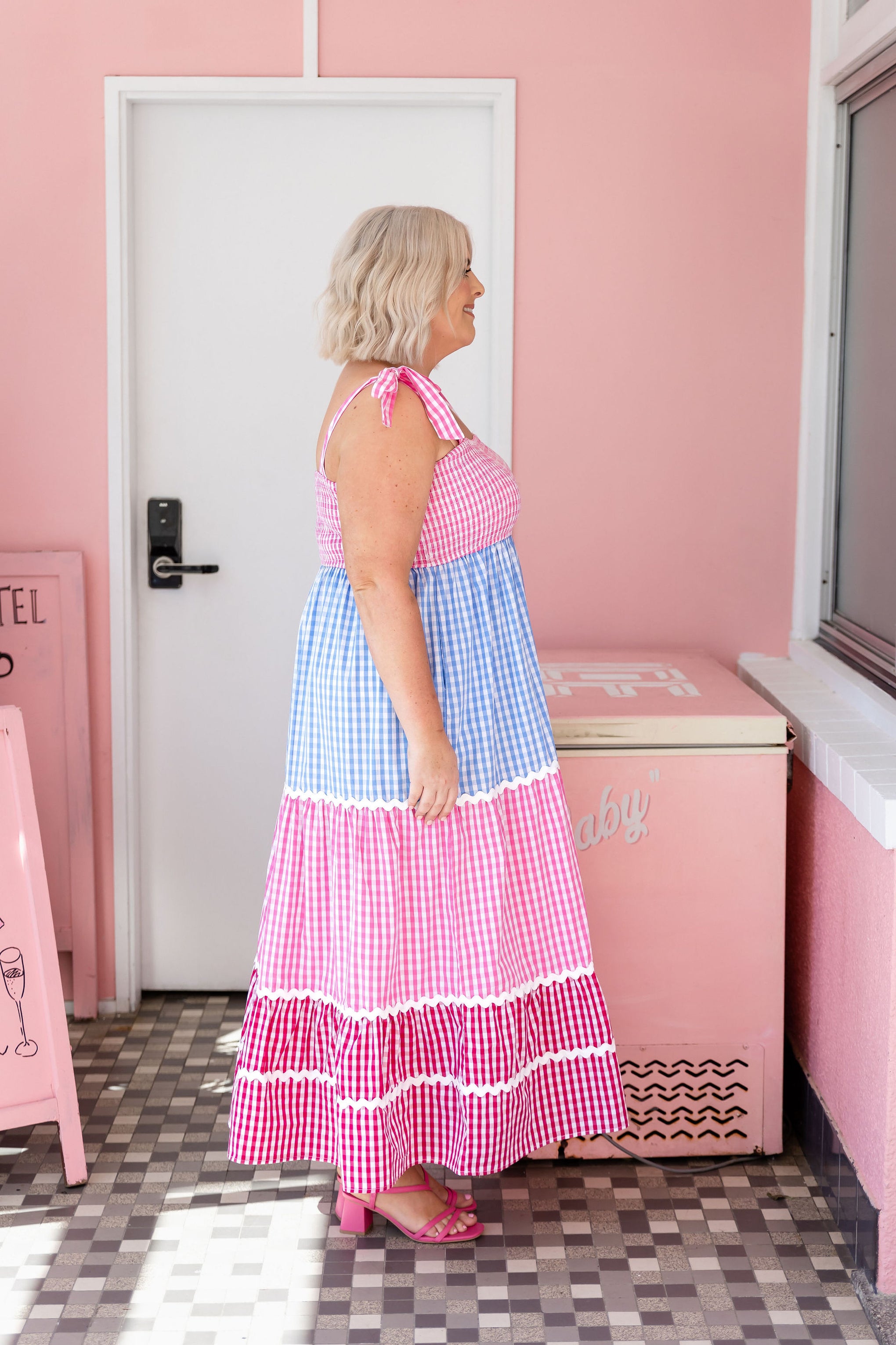 Allegra Maxi Dress in Gingham Mix