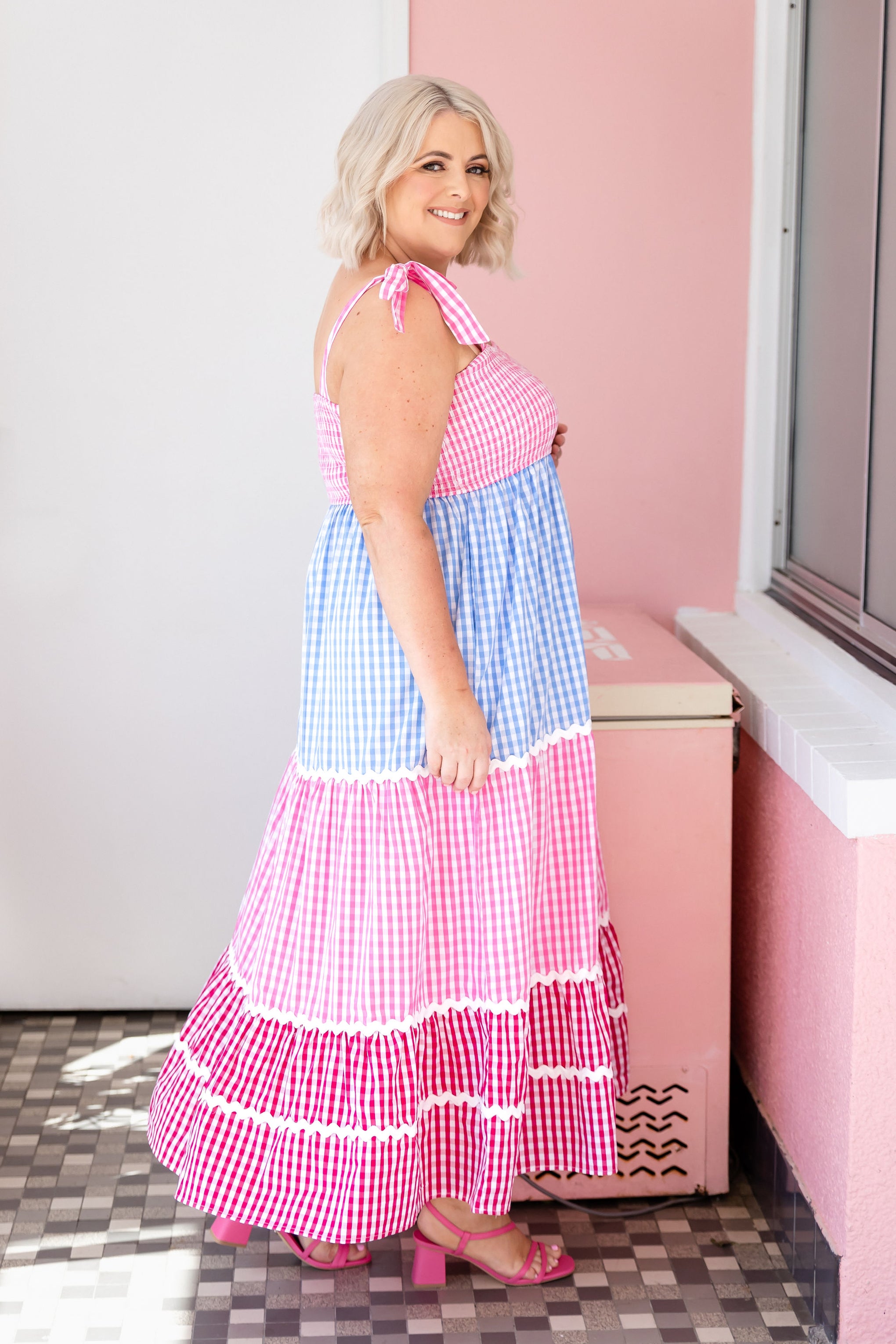 Allegra Maxi Dress in Gingham Mix