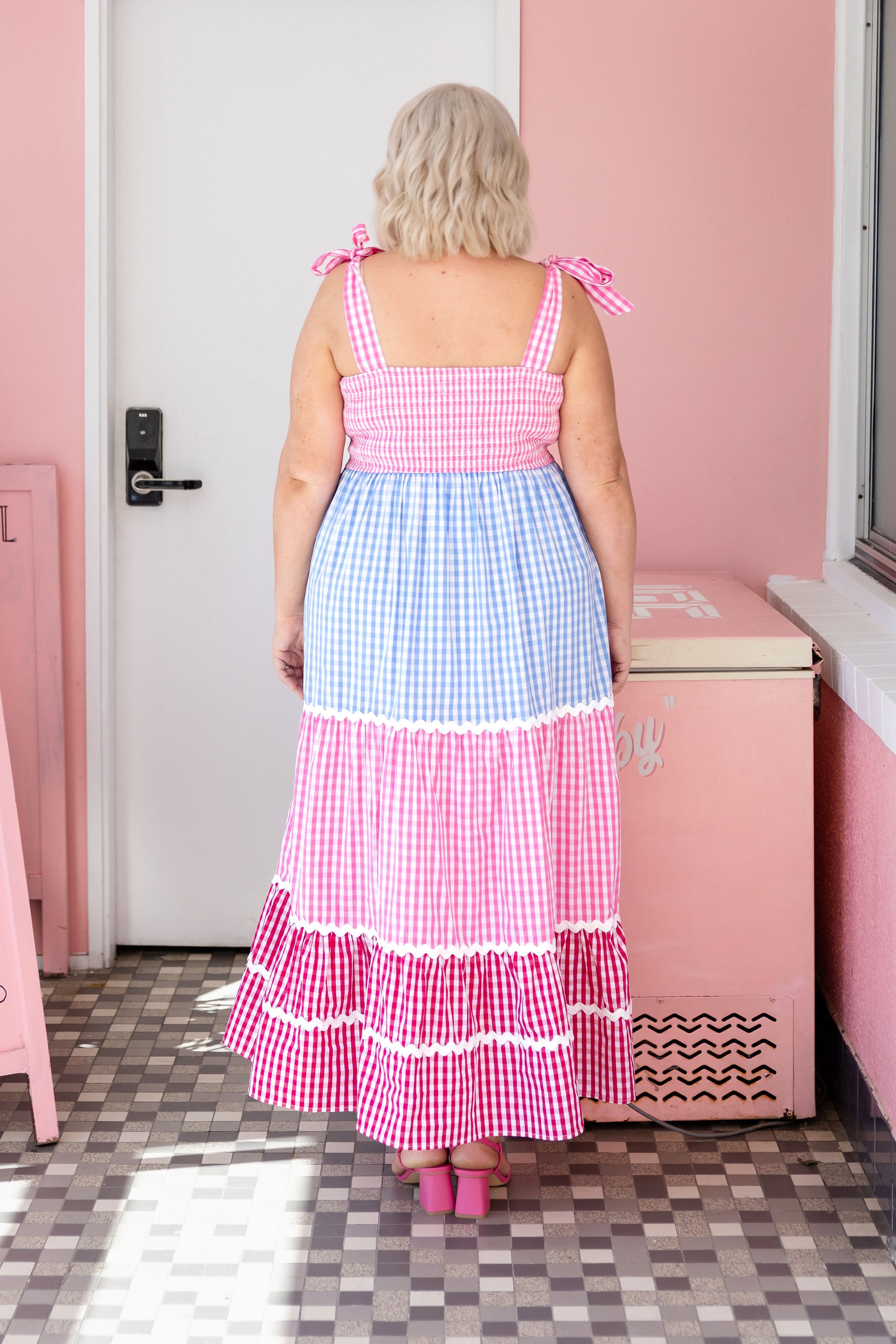 Allegra Maxi Dress in Gingham Mix