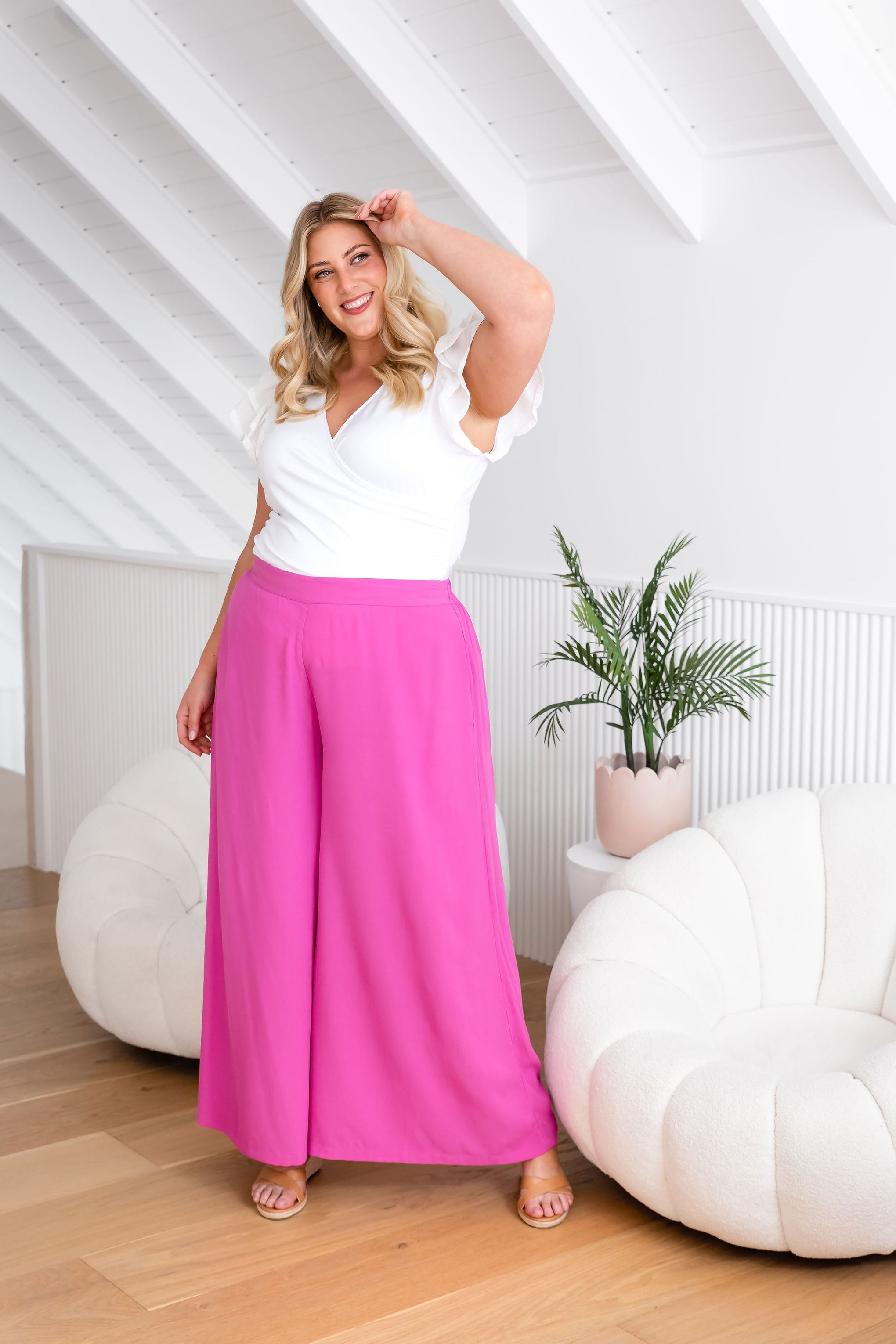 Larsa Pants in Fuchsia Pink