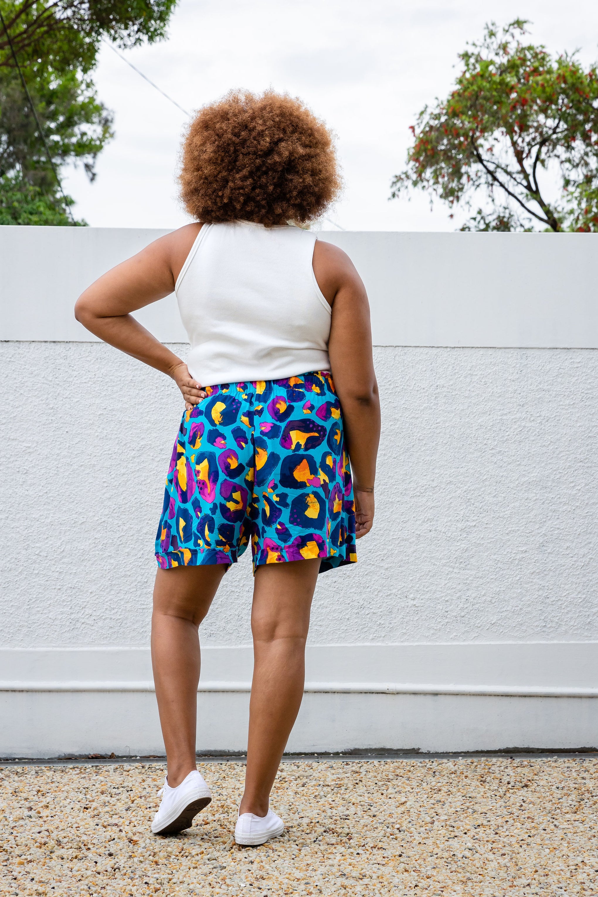 Lila Shorts in Blue Leopard by Kasey Rainbow
