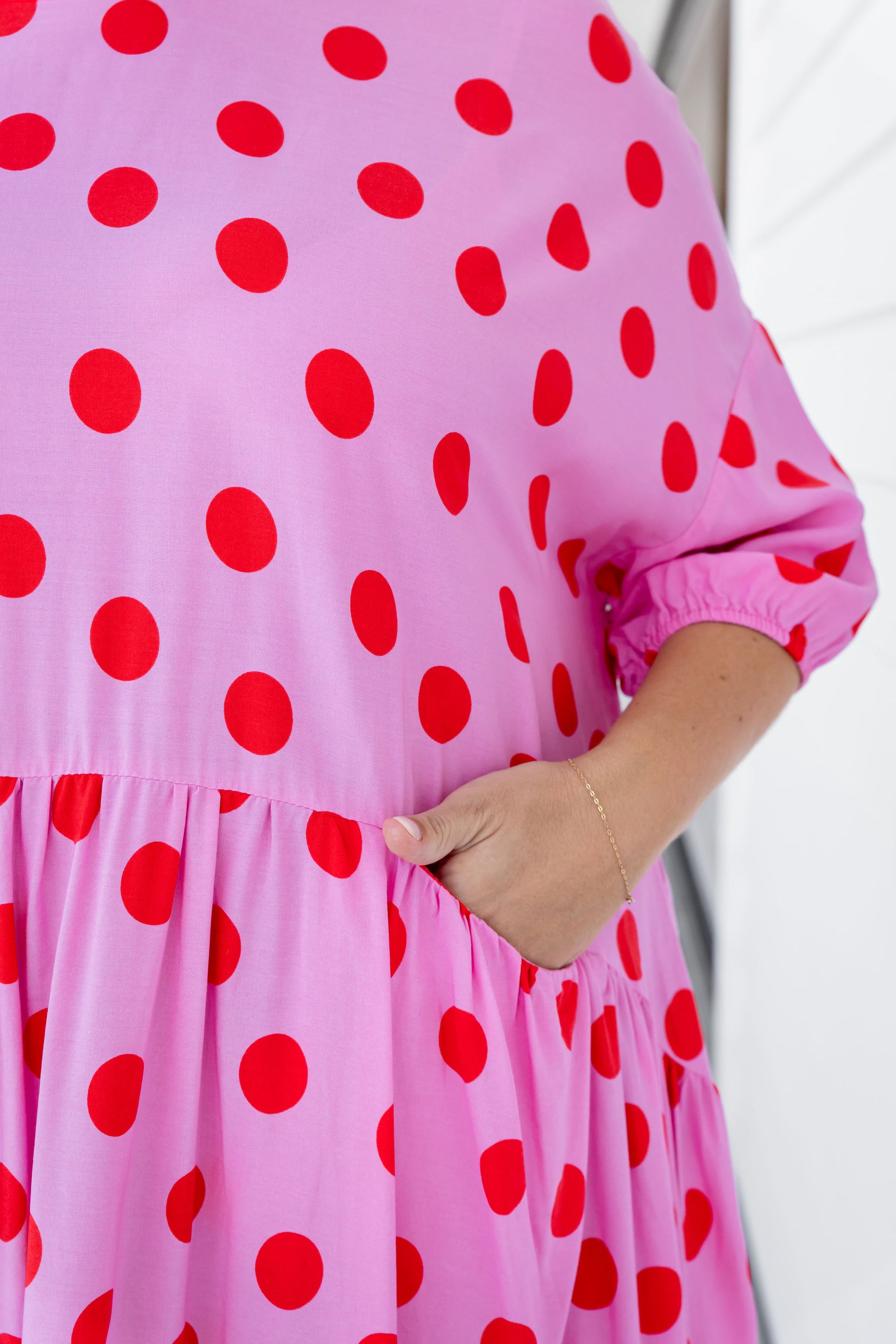 Hazel Dress in Dotty Pink
