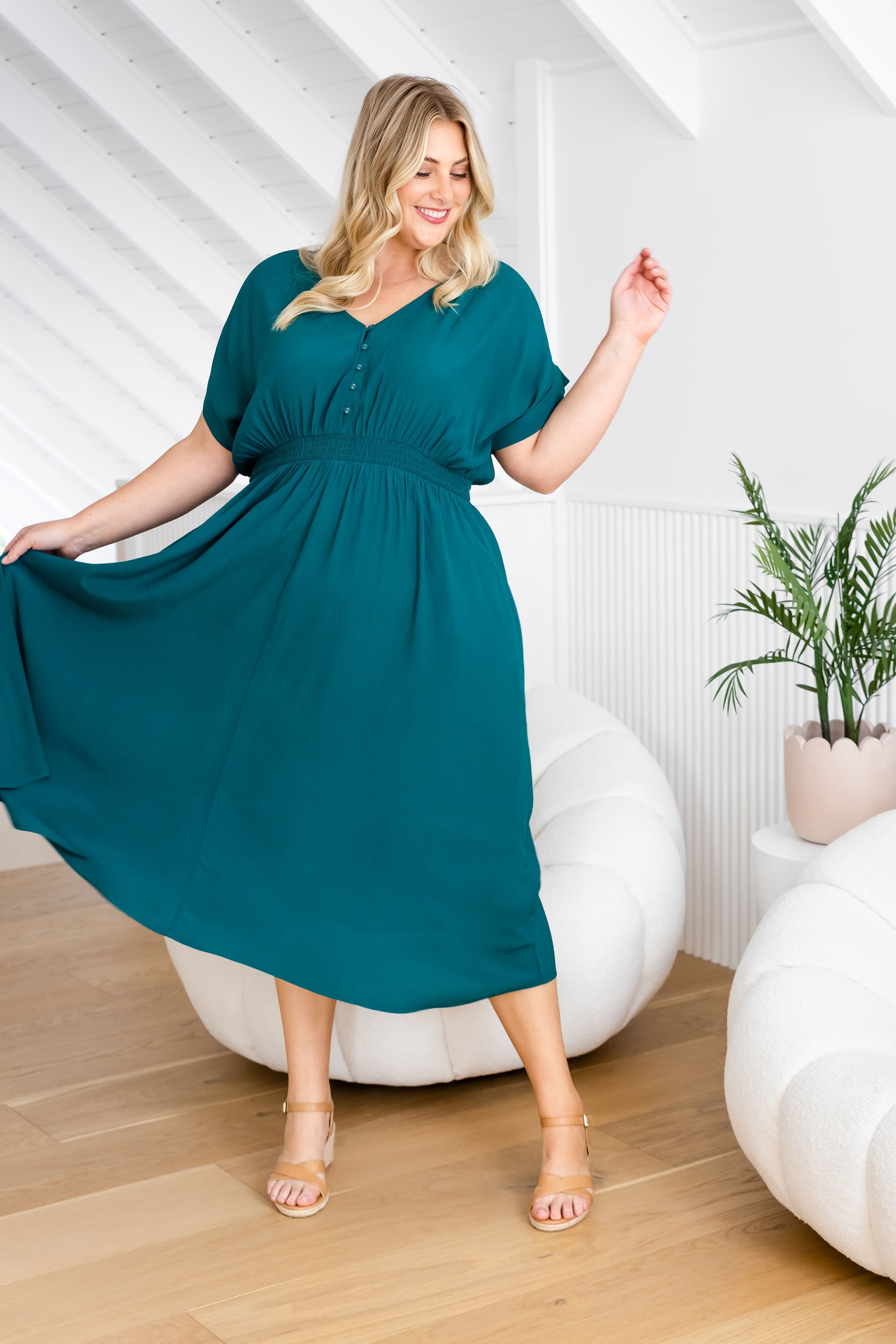 Millie Dress in Forest Green