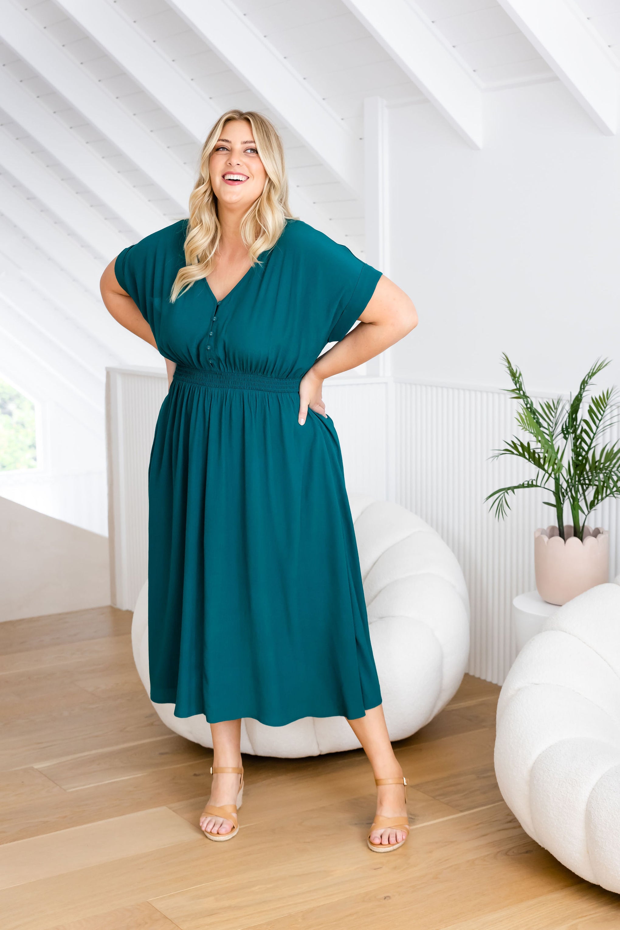 Millie Dress in Forest Green